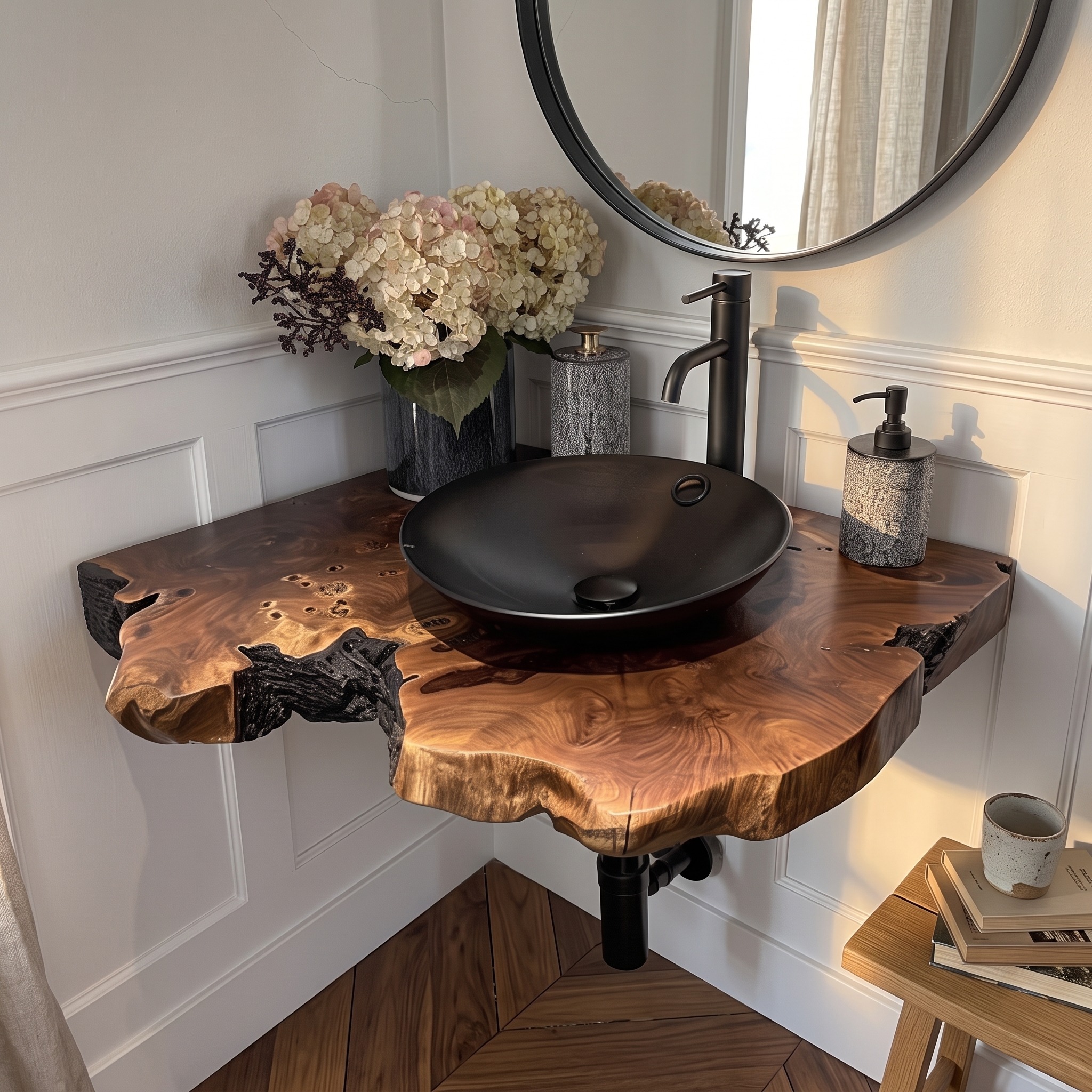Rustic Floating Shelf Vanity Bathroom