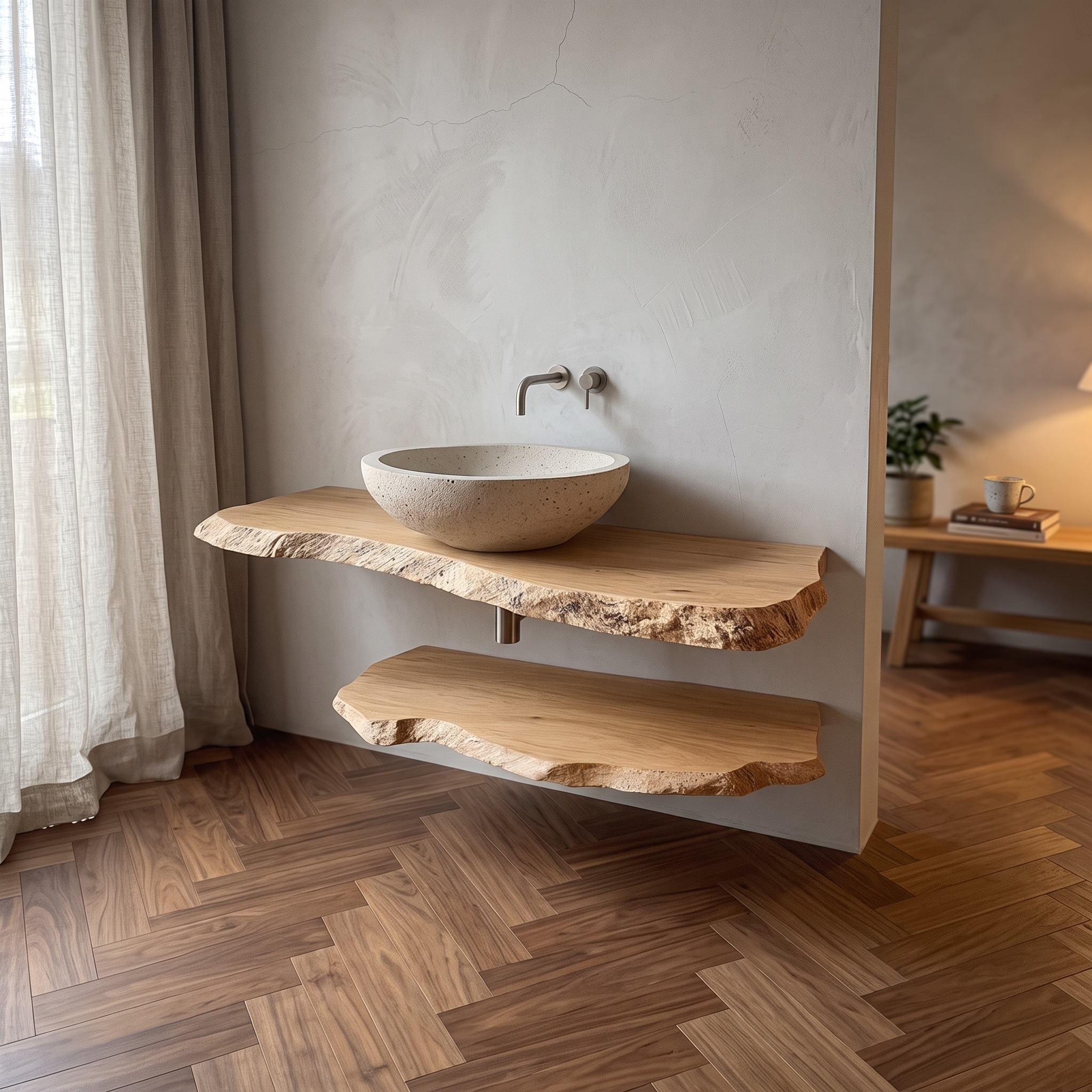 Rustic Floating Shelf Vanity Bathroom - Model SINLSABRV178