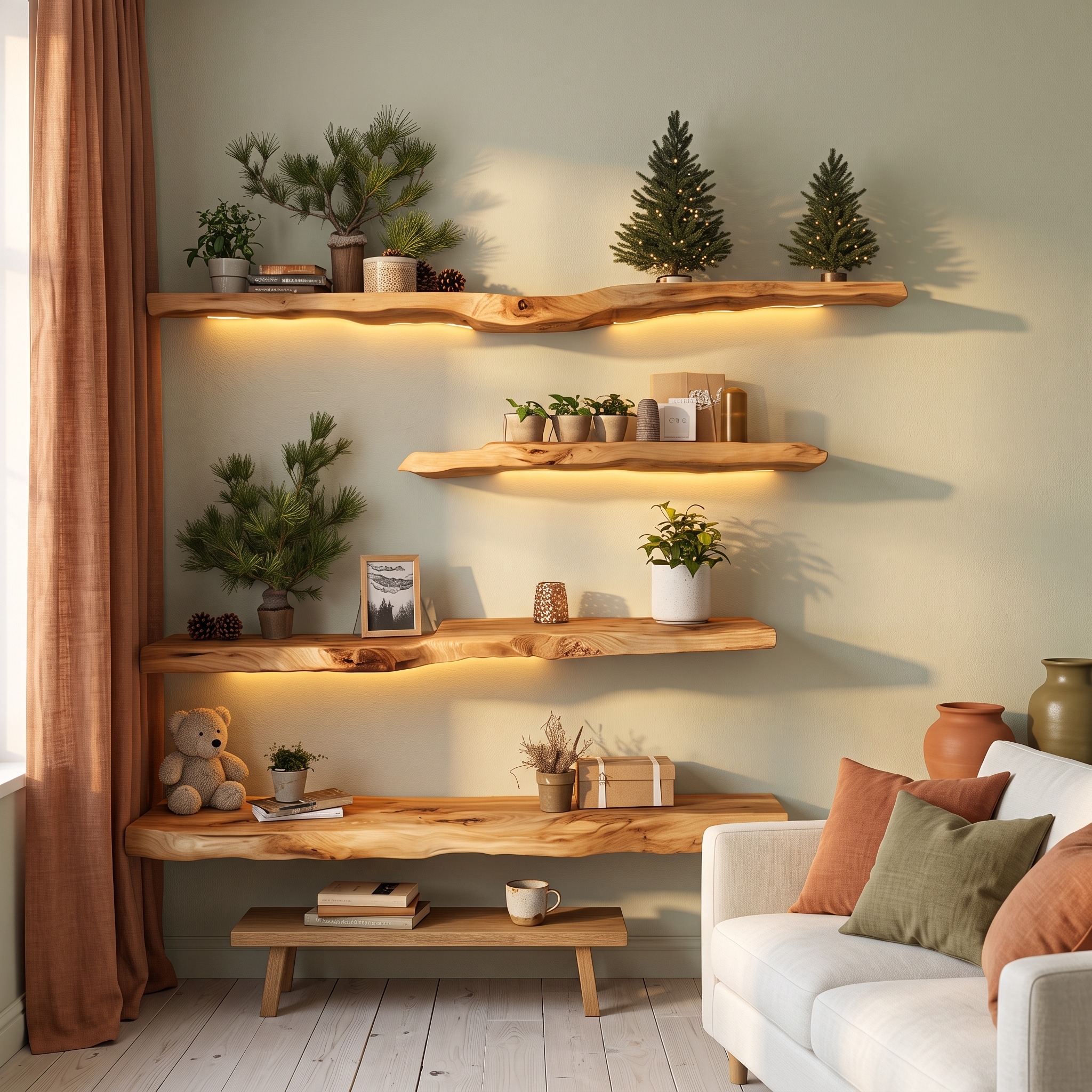 Rustic Floating Shelves Display Shelves Gifts