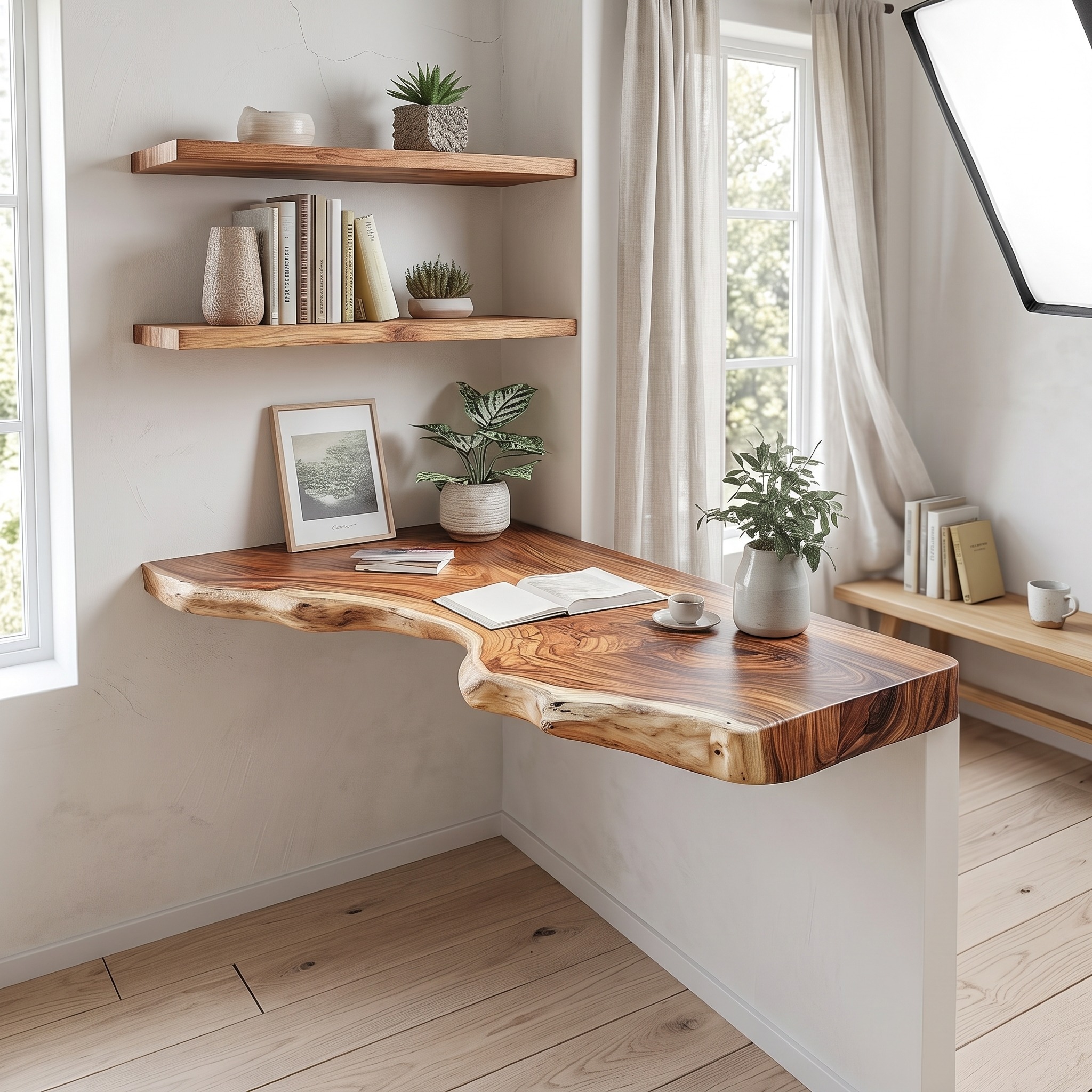 Rustic Floating Study Desk Shelf Bedroom Decor