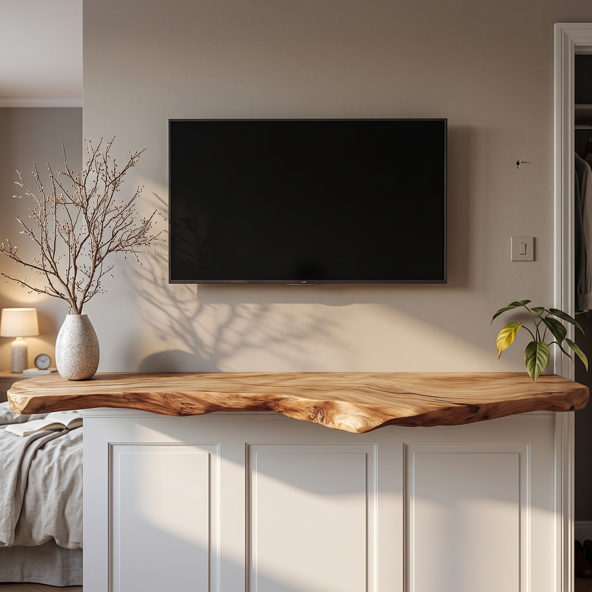 Rustic Floating TV Shelf for Living Room and Media Room