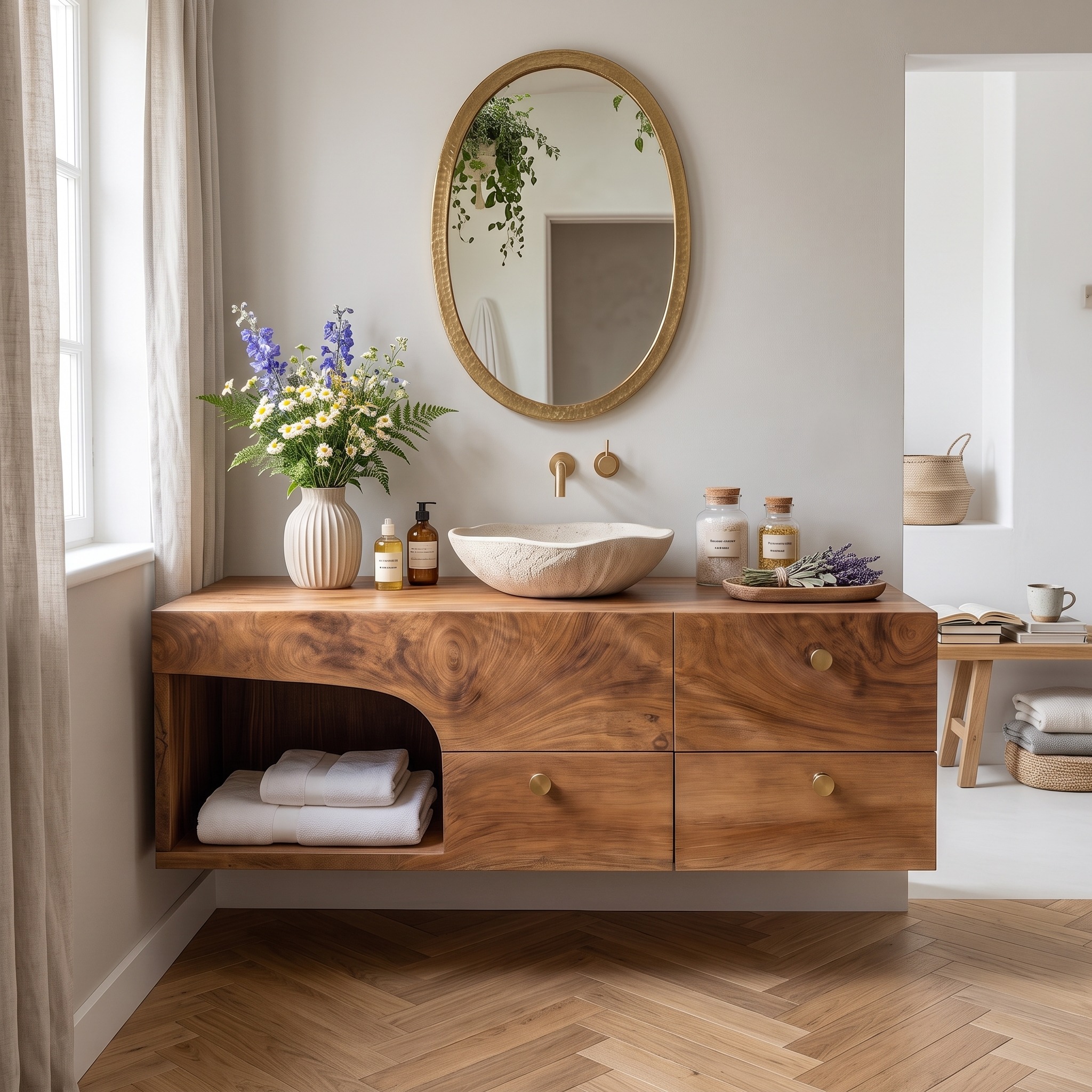 Rustic Floating Vanity for Small Bathroom Renovation