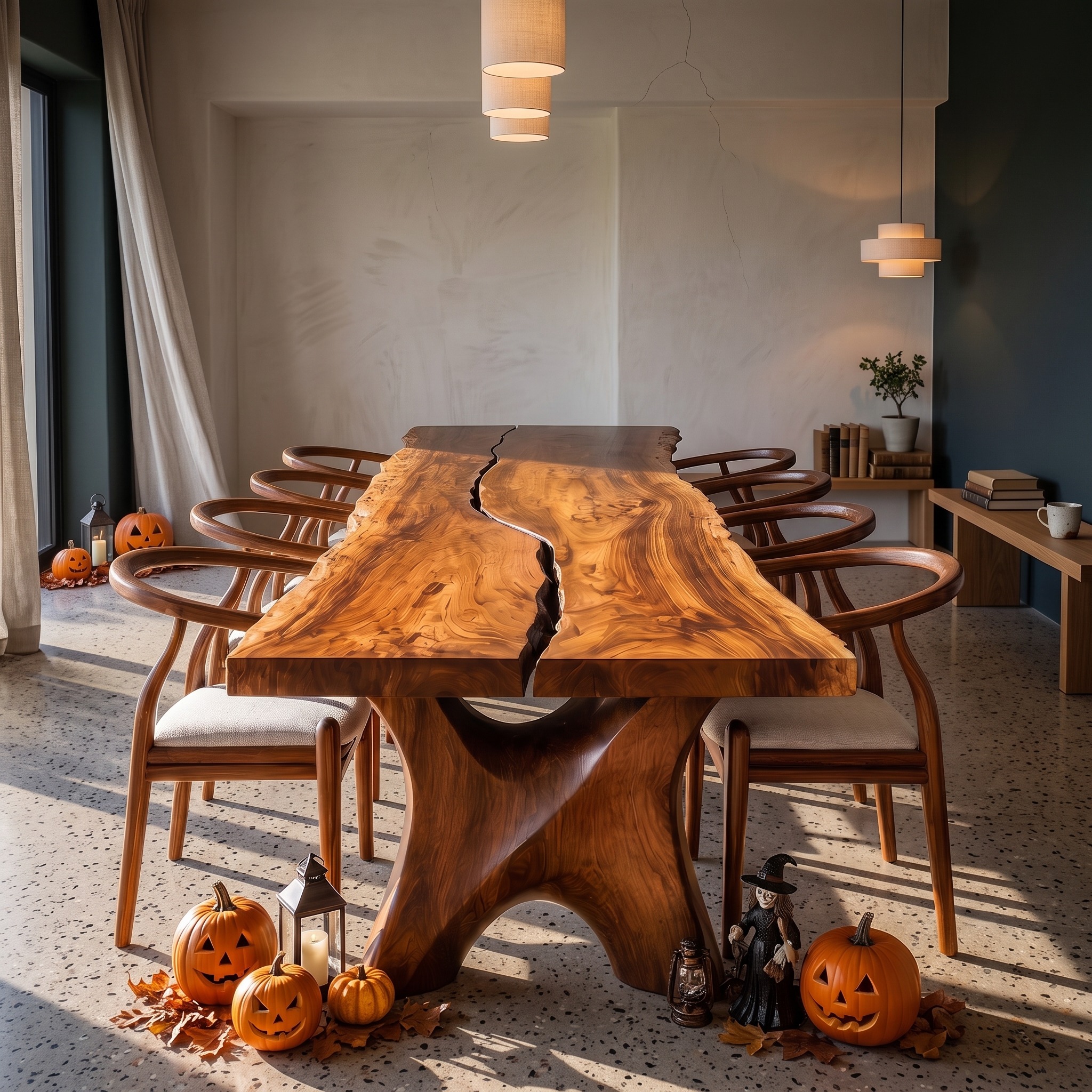 Rustic Halloween Dining Table with Sculptural Live Edge Design for Dining Room