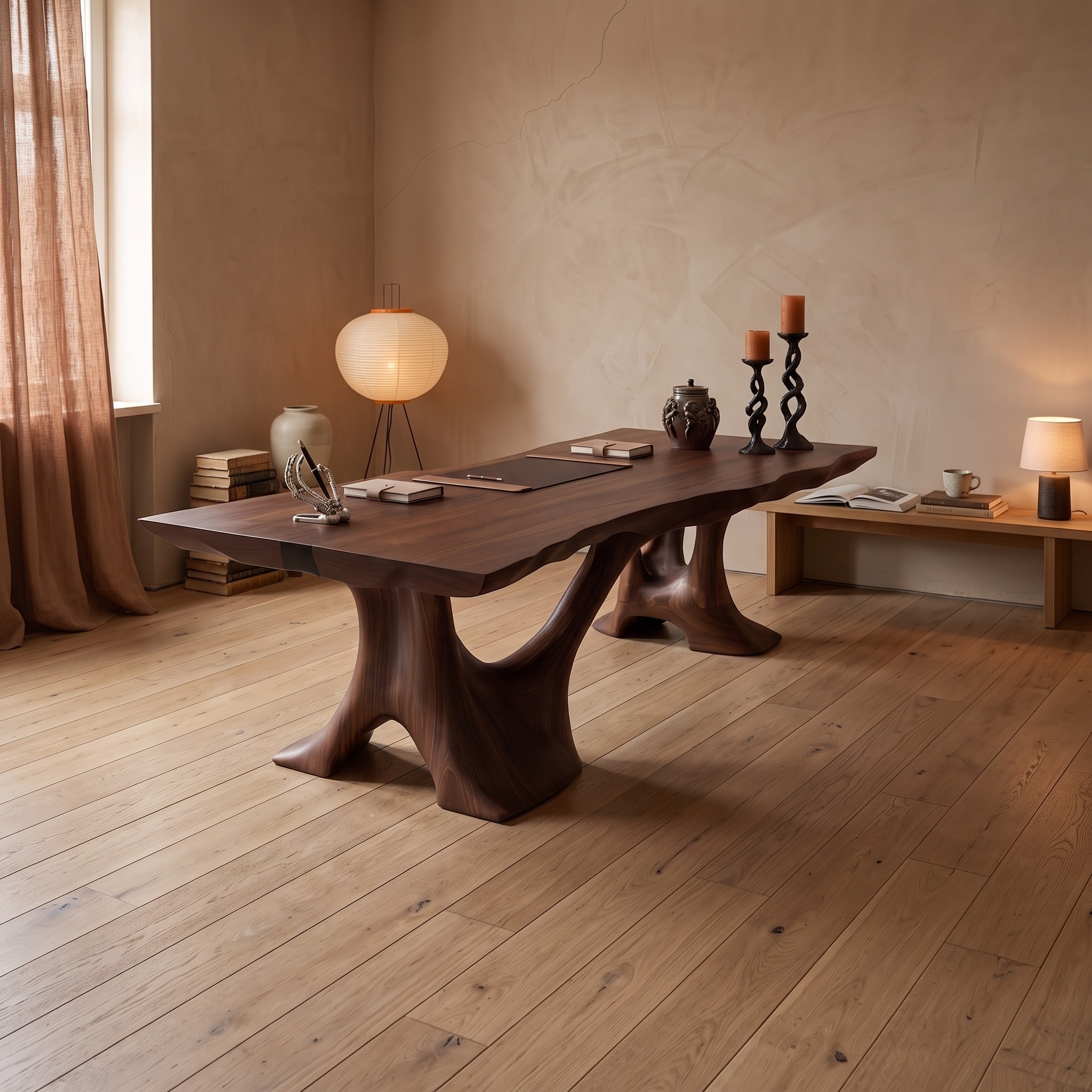 Rustic Halloween Live Edge Desk with Flowing Statement Legs for Workspace