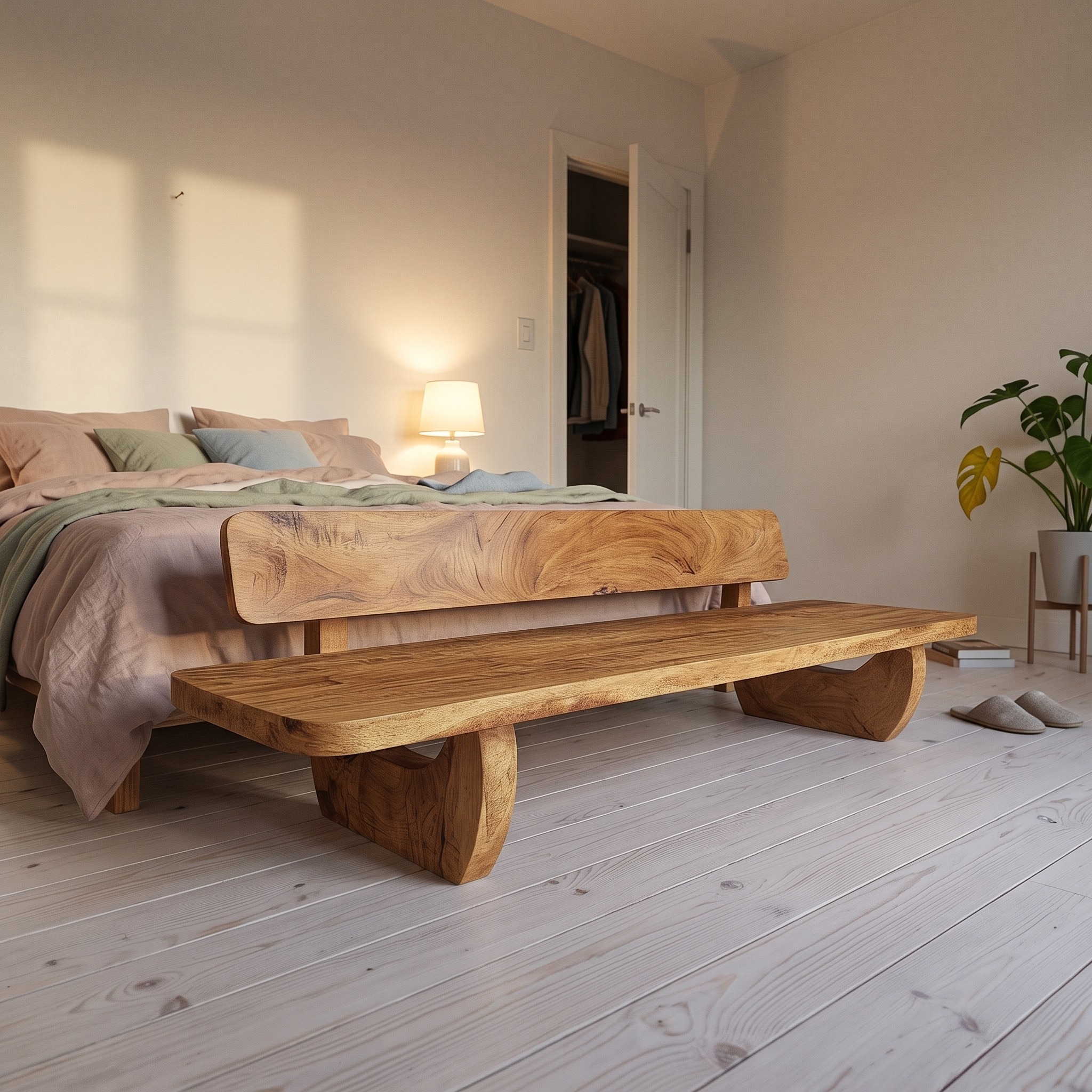 Rustic Handcrafted Style Bench for Entryway or Bedroom