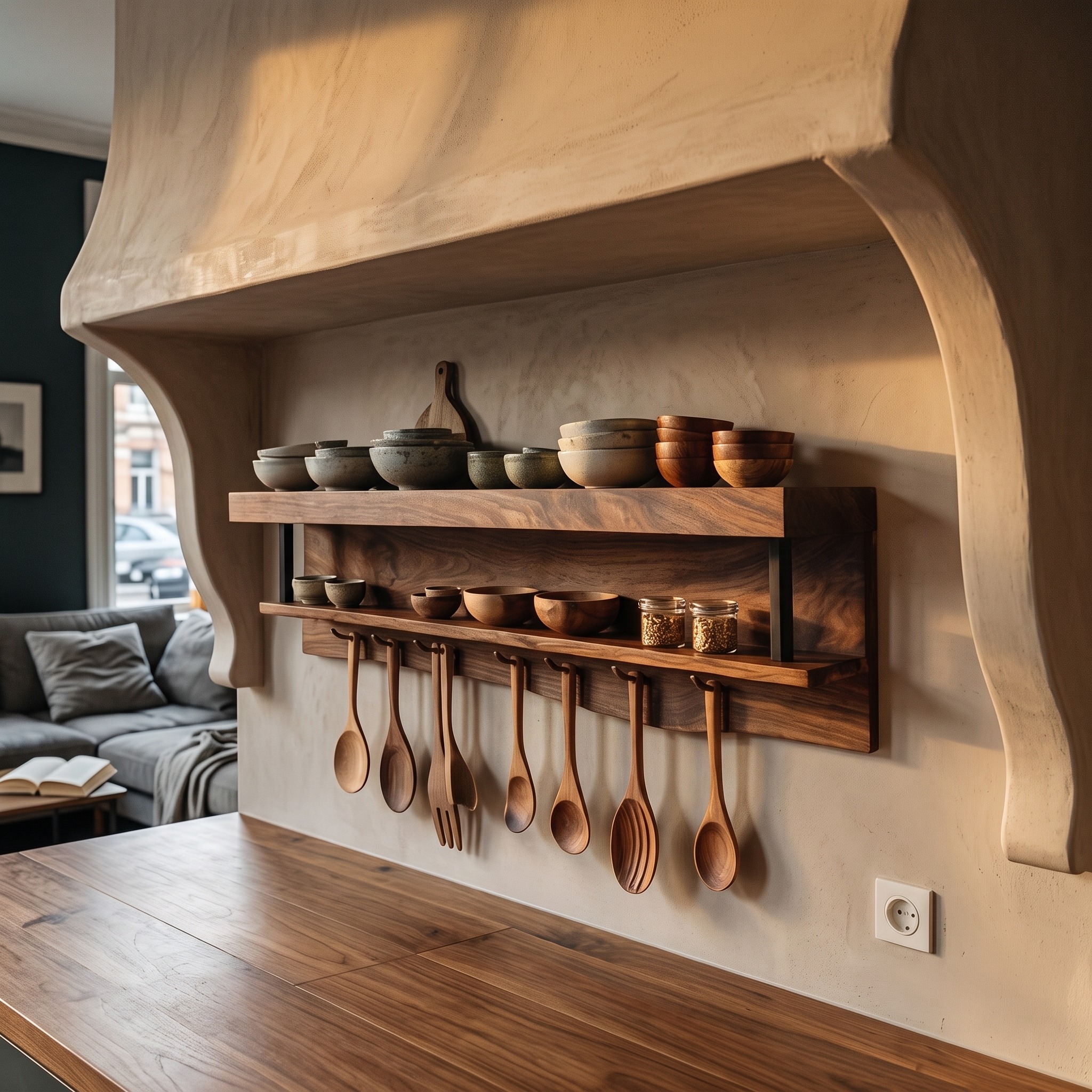 Rustic Hanging Wall Shelf for Kitchen or Dining Room