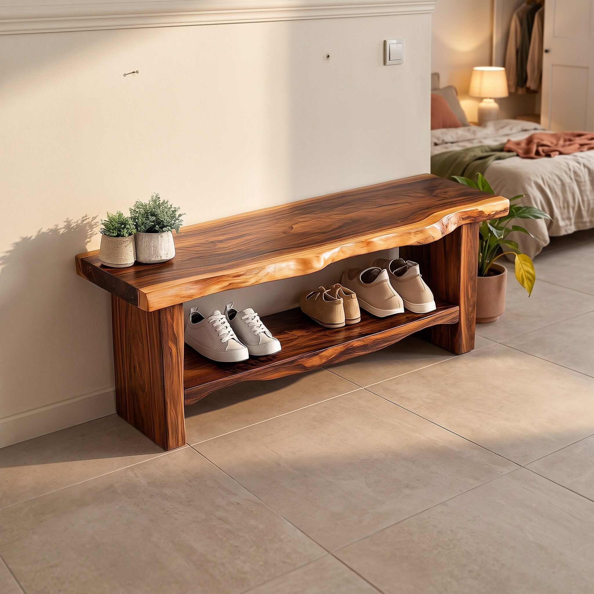 Rustic Home Shoe Bench Entryway and Closet