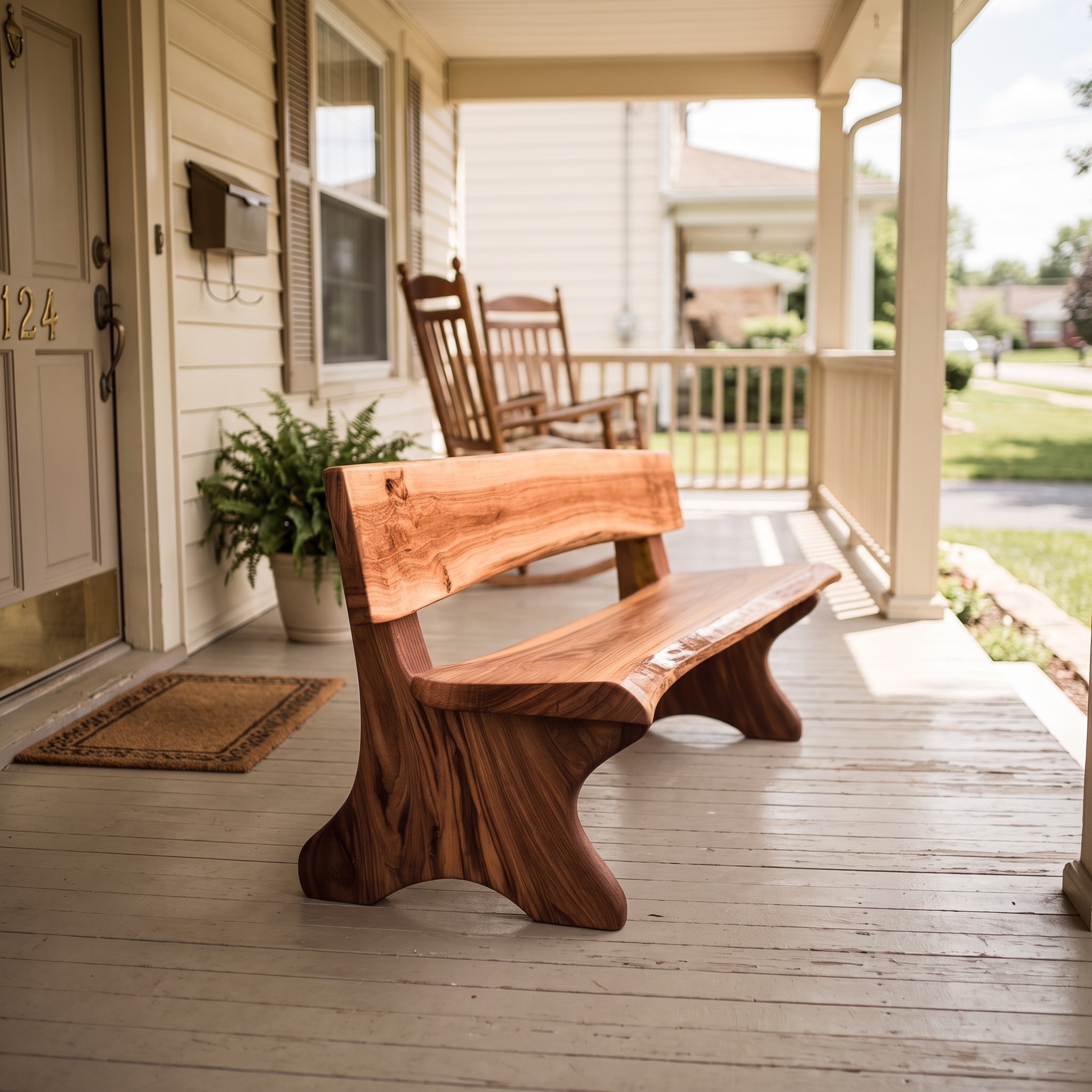 Rustic Interior Style Live Edge Handcrafted Bench for Outdoor and Hallway Seating