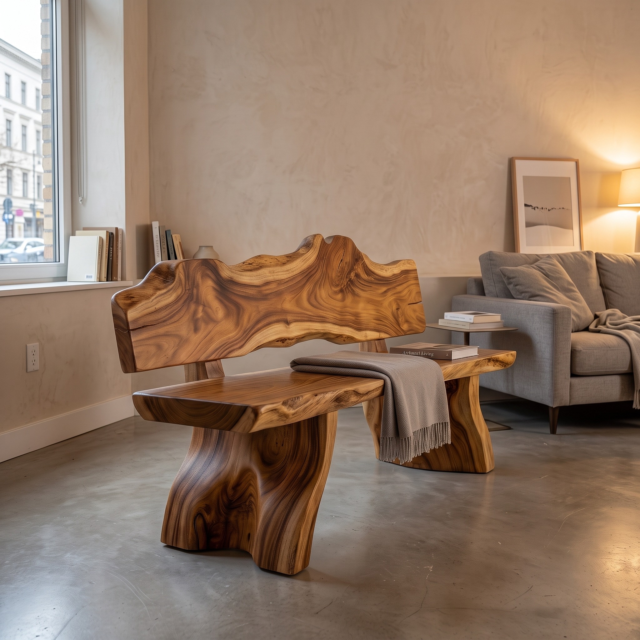 Rustic Live Edge Bench Contemporary Foyer