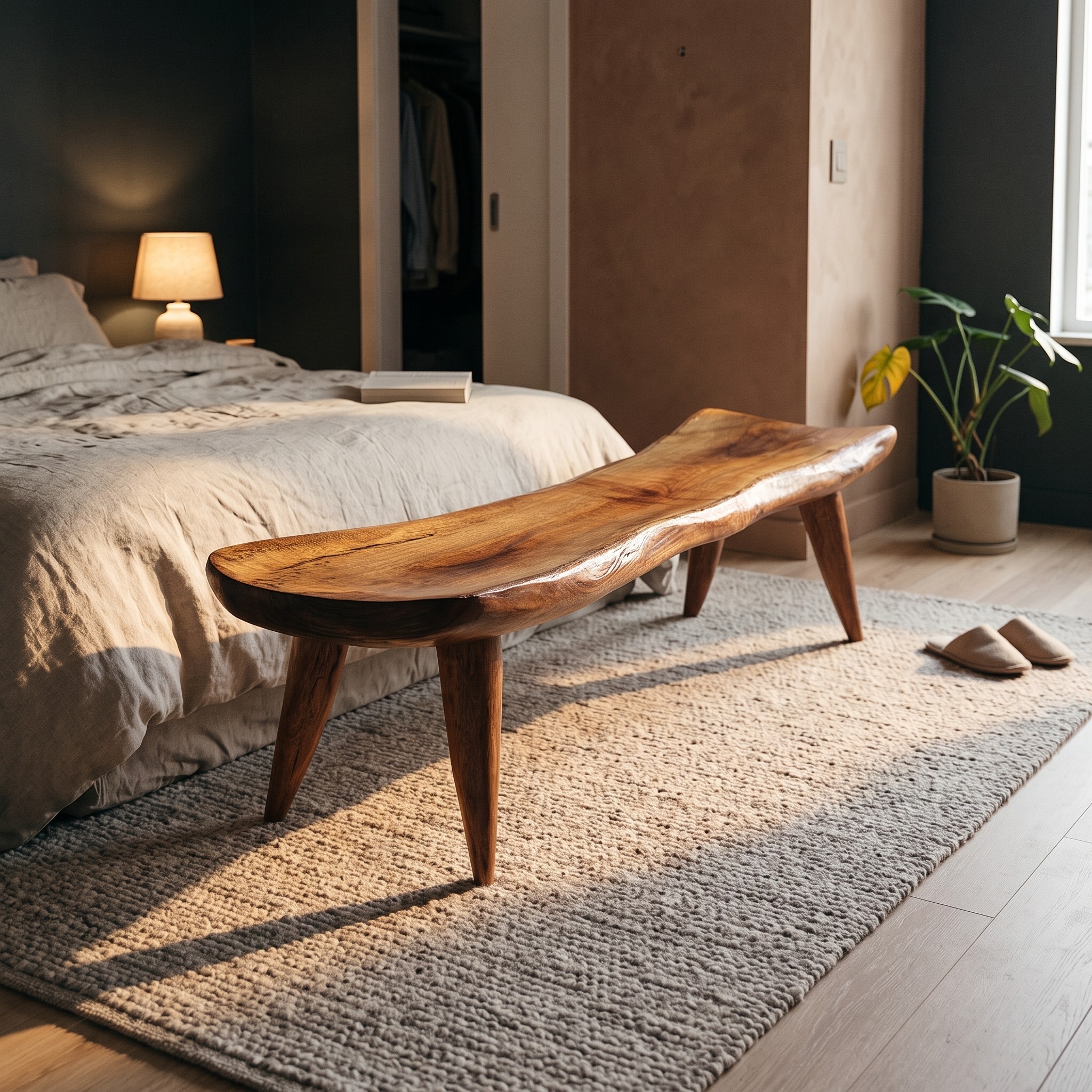Rustic Live Edge Bench Entryway Hallway Accent Furniture