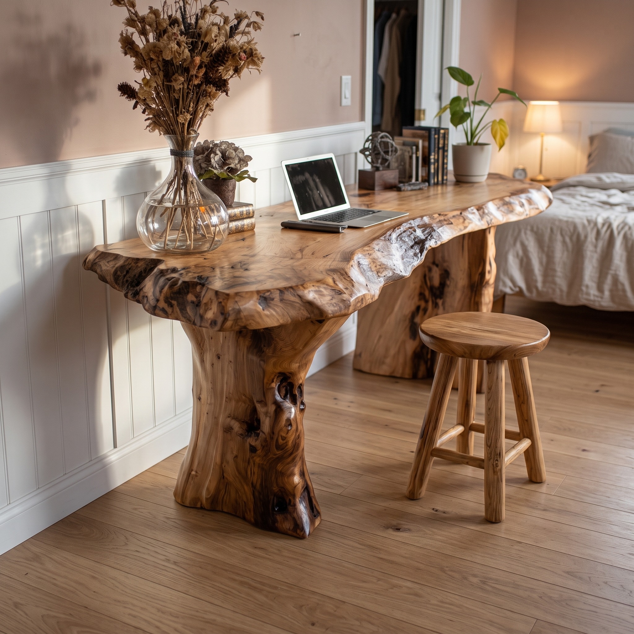 Rustic Live Edge Desk Living Room and Office Space