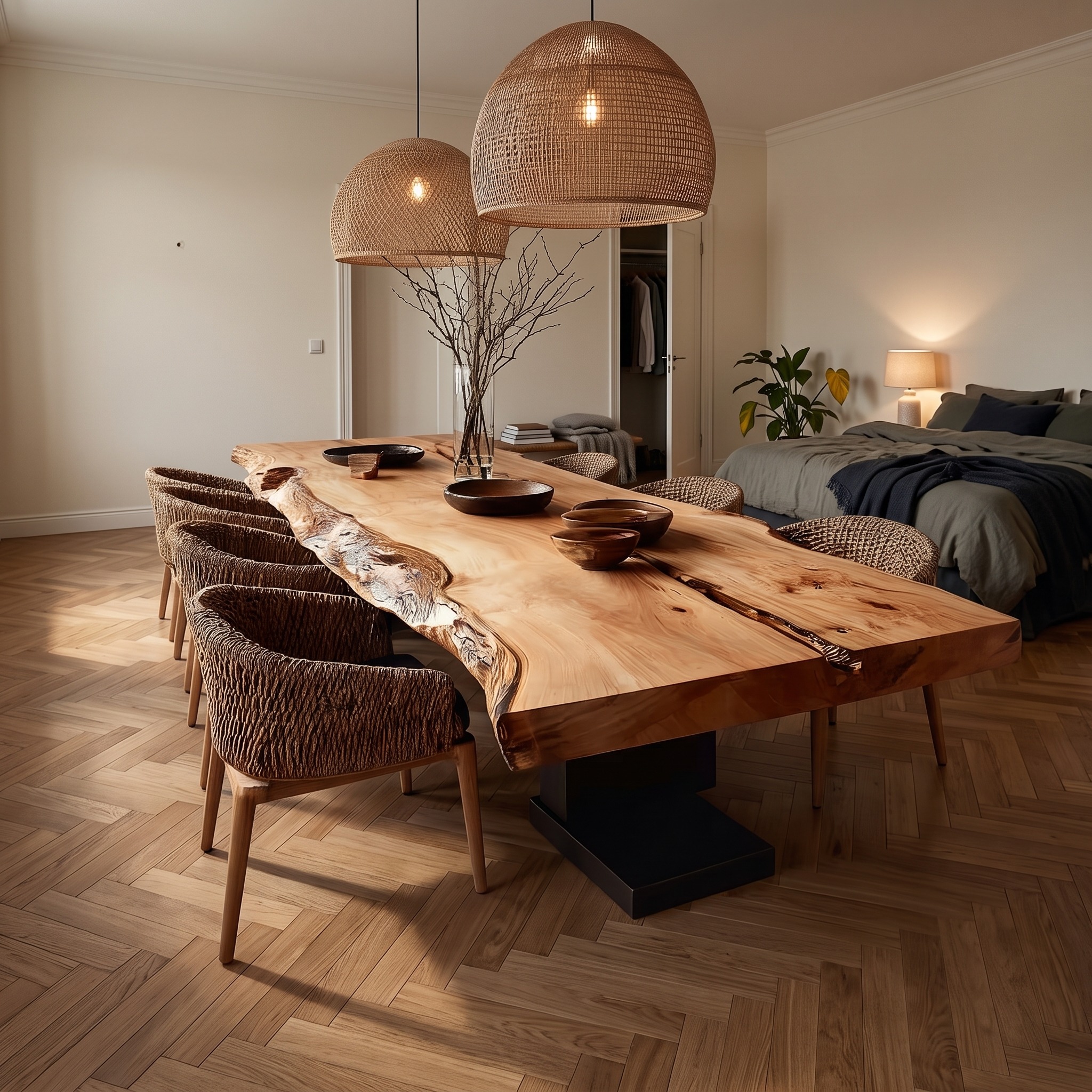 Rustic Live Edge Dining Table Farmhouse Style