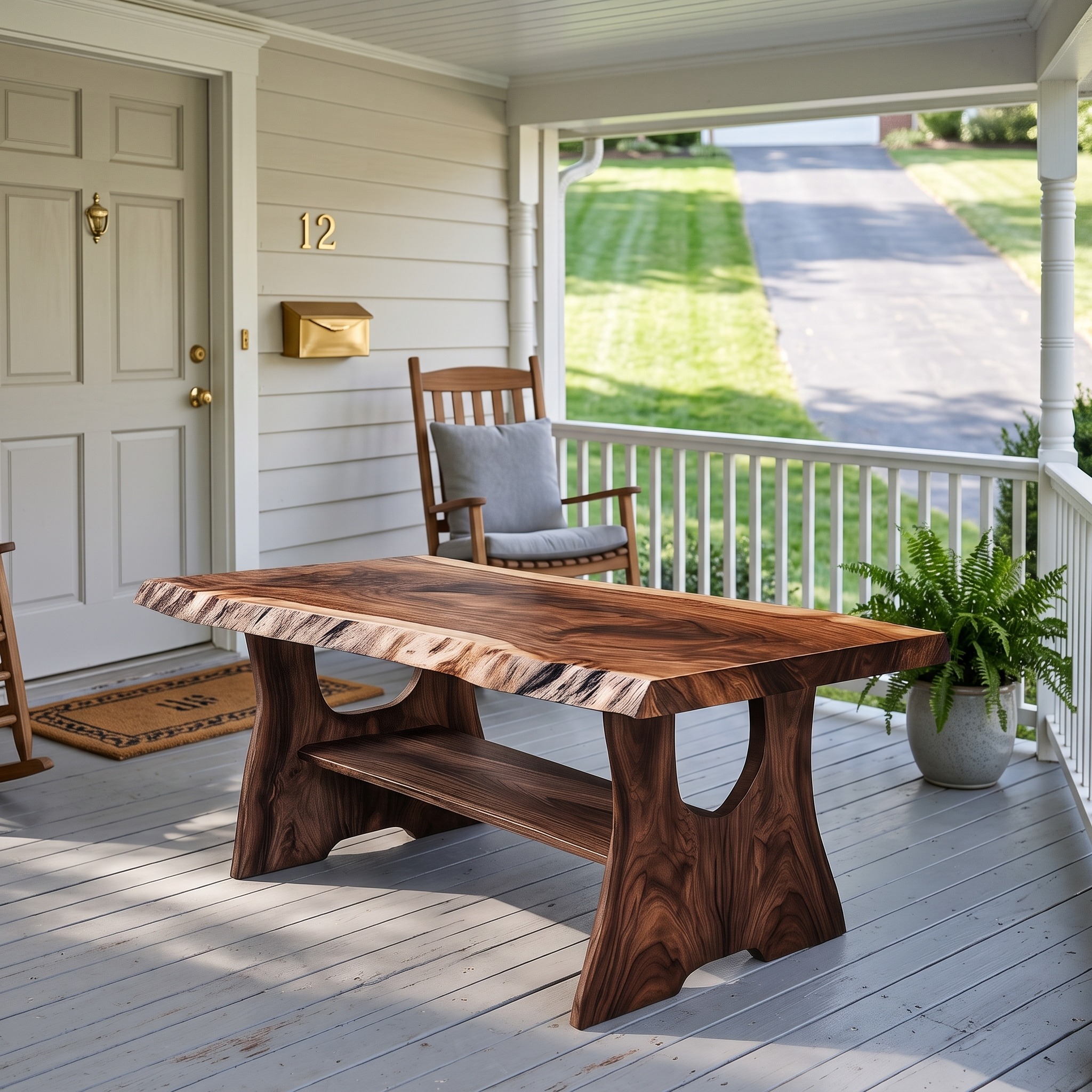 Rustic Live Edge Dining Table Solid Wood for Dining Room