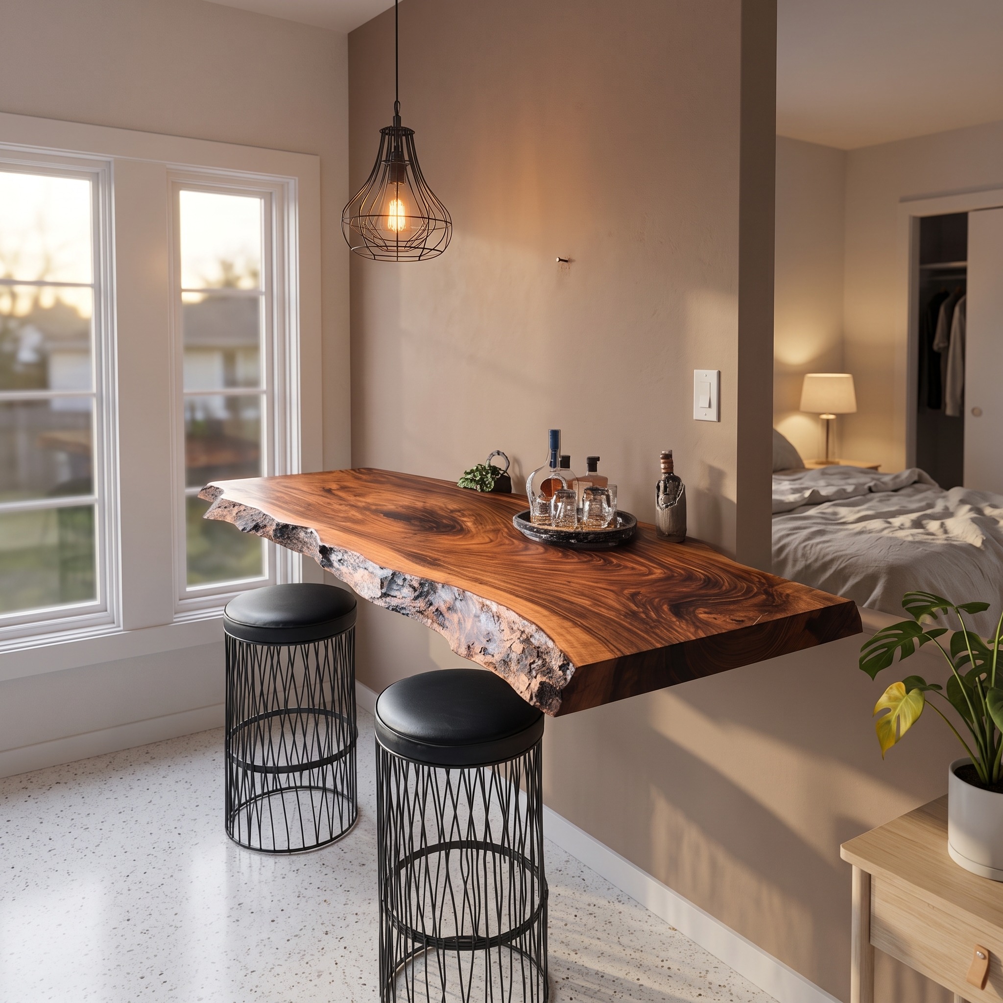 Rustic Live Edge Floating Shelf Bar Countertop Display