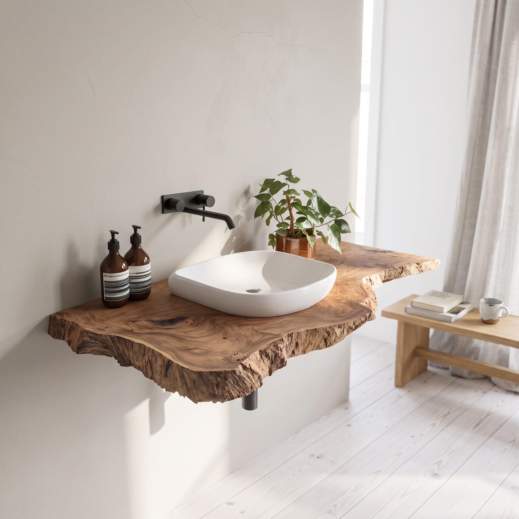 Rustic Live Edge Floating Vanity for Bathroom Update
