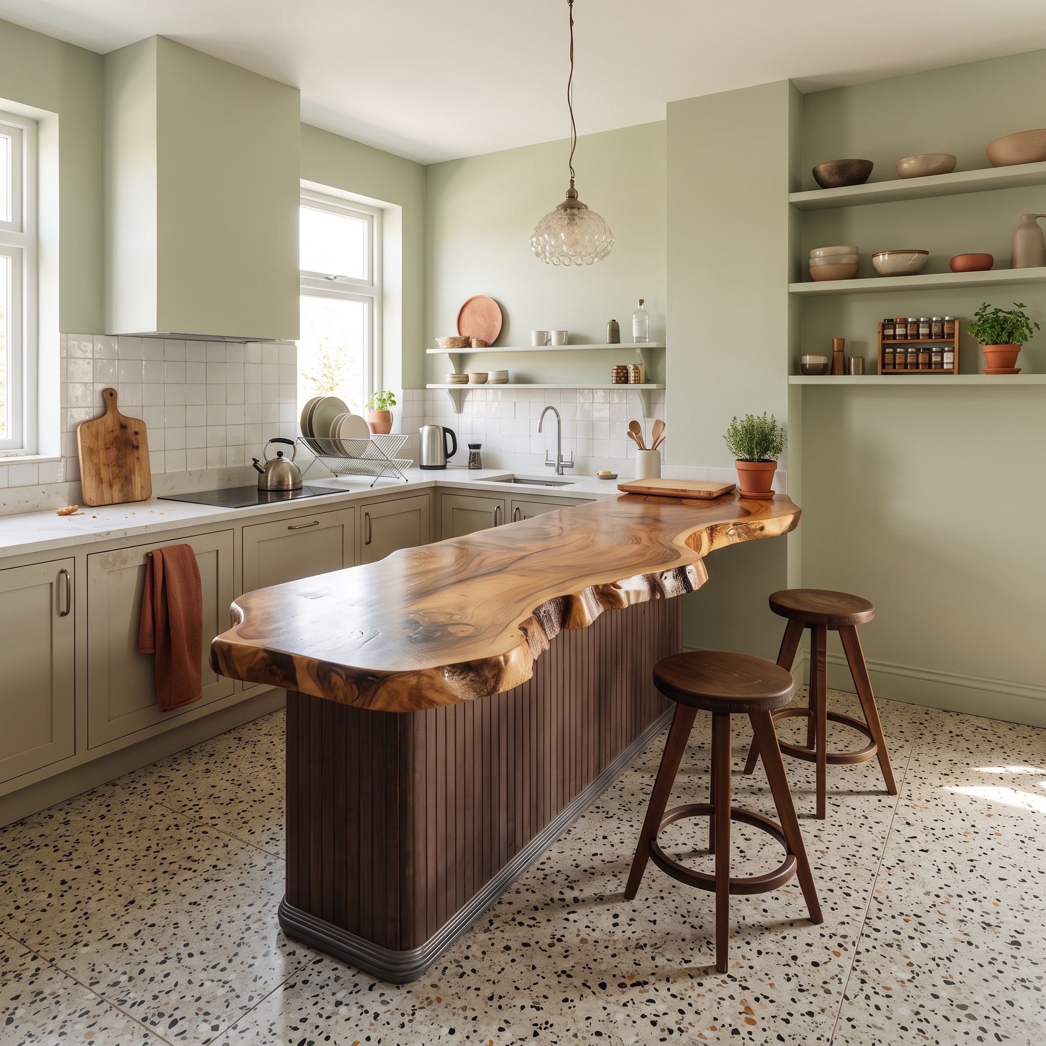 Rustic Live Edge Kitchen Island Countertop for Home Cooking and Social Dining