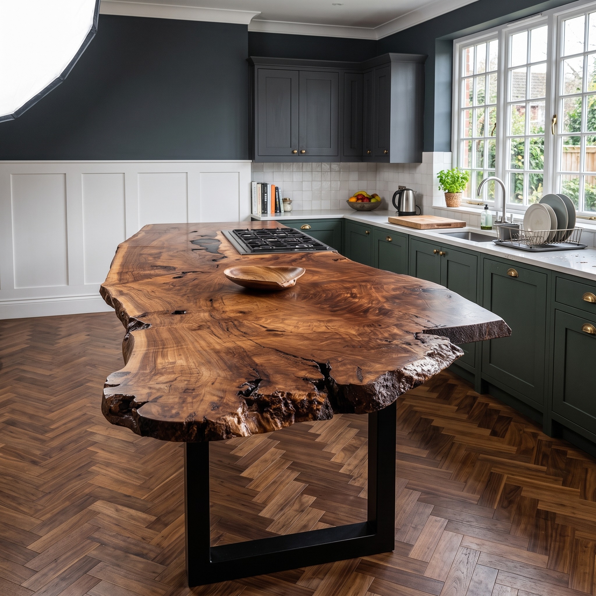 Rustic Live Edge Kitchen Island Kitchen or Cooking Space