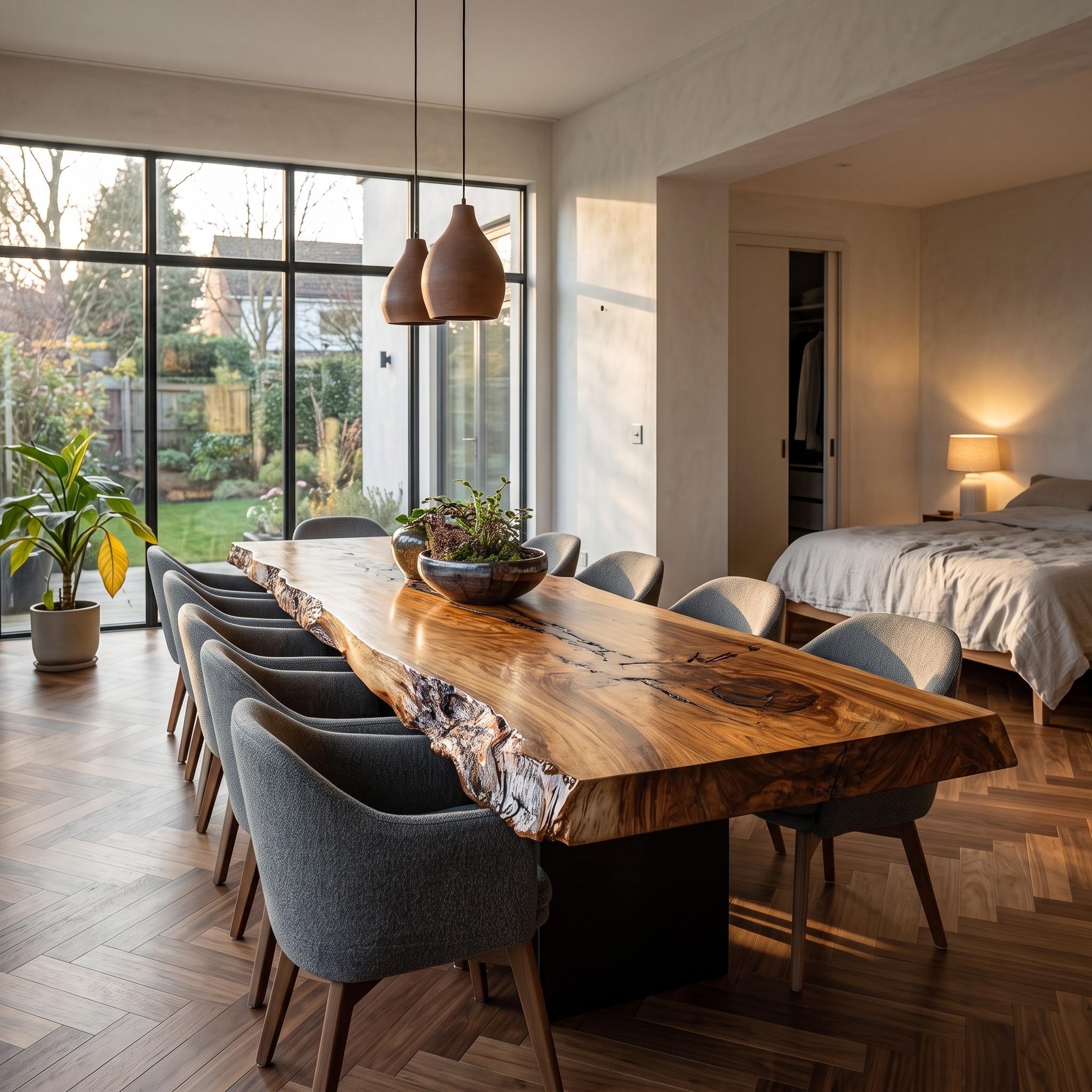 Rustic Live Edge Long Dining Table Living Space