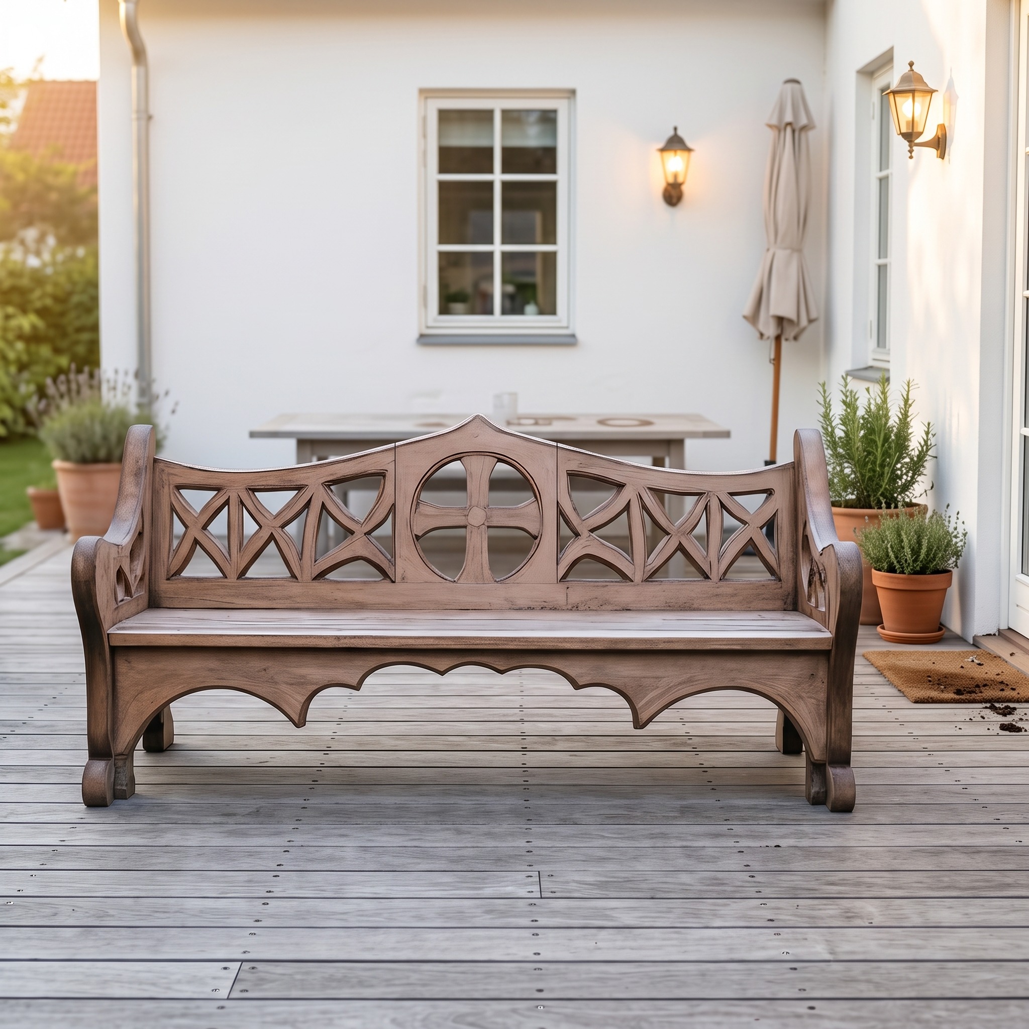 Rustic Live Edge Outdoor Bench for Garden and Patio Decoration