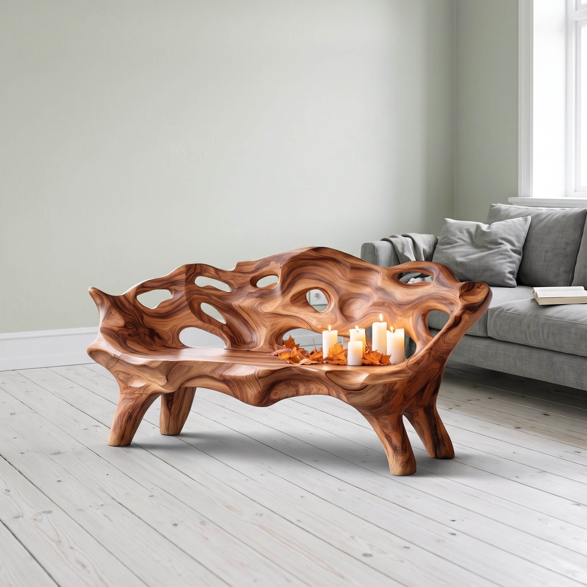 Rustic Live Edge Outdoor Bench for Patio and Outdoor Furniture