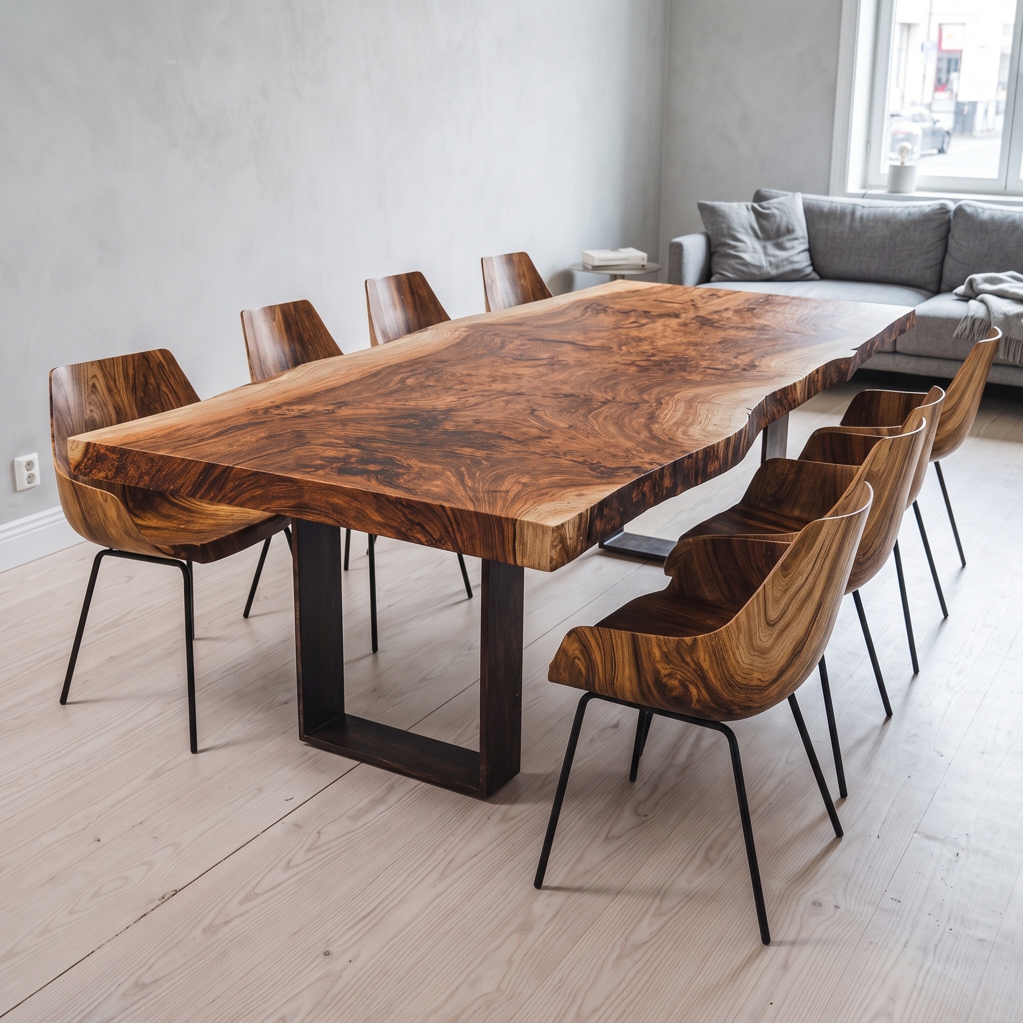 Rustic Live Edge Solid Wood Dining Table for Family Feasts