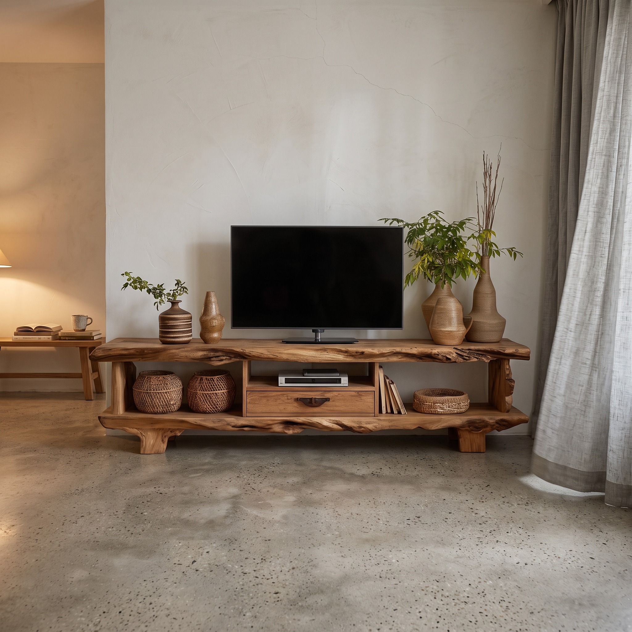Rustic Live Edge TV Stand Living Room Furniture