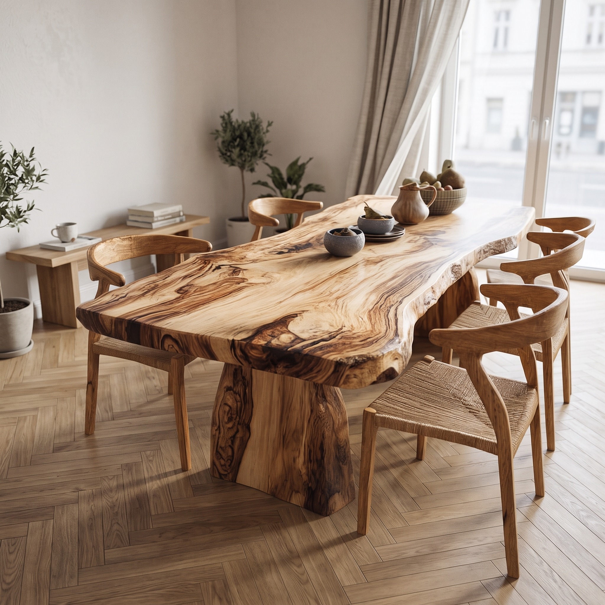 Rustic Live Edge Wooden Dining Table Dining Room