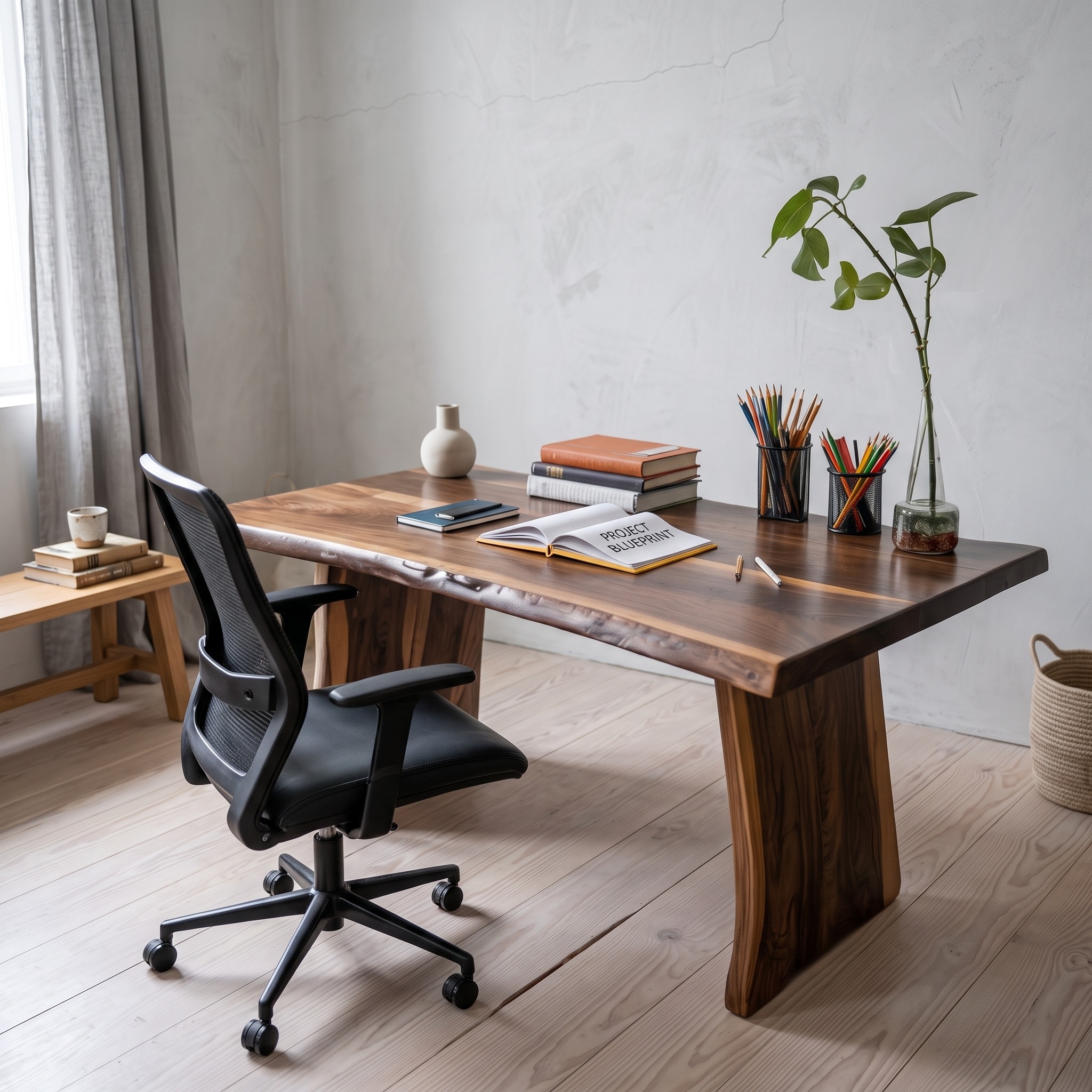Rustic Live Edge Writing Desk for Cozy Office or Reading Corner