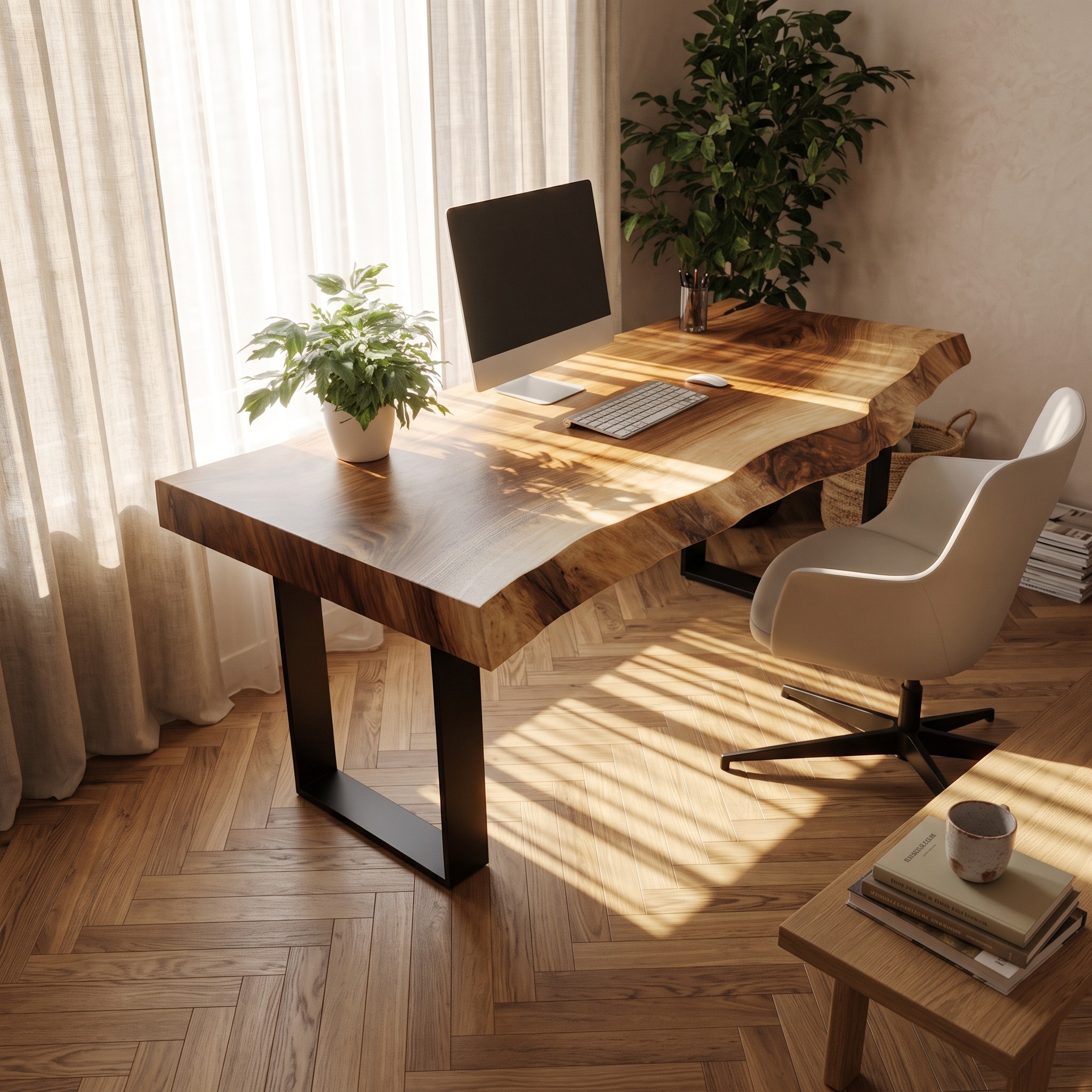 Rustic Live Edge Writing Desk Home Office and Reading Room