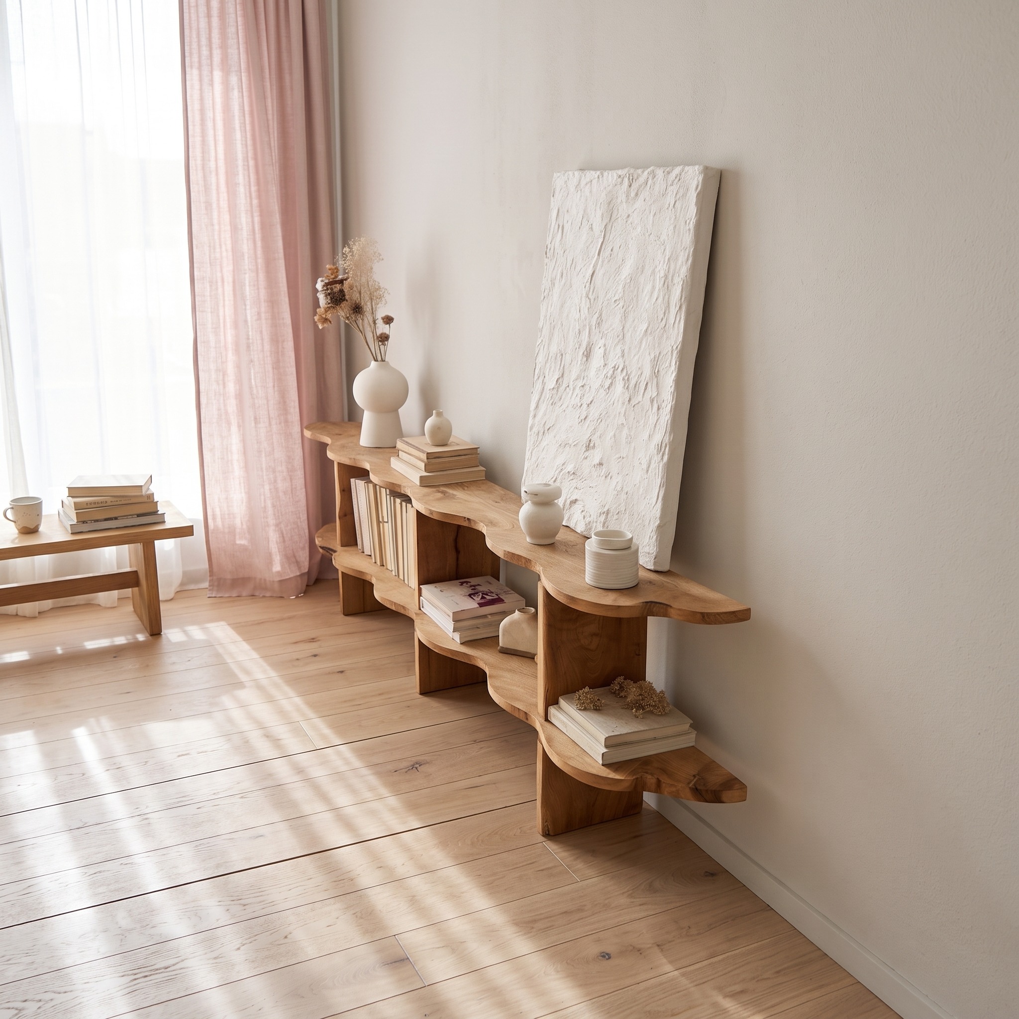 Rustic Low Bookshelf Living Room or Bedroom