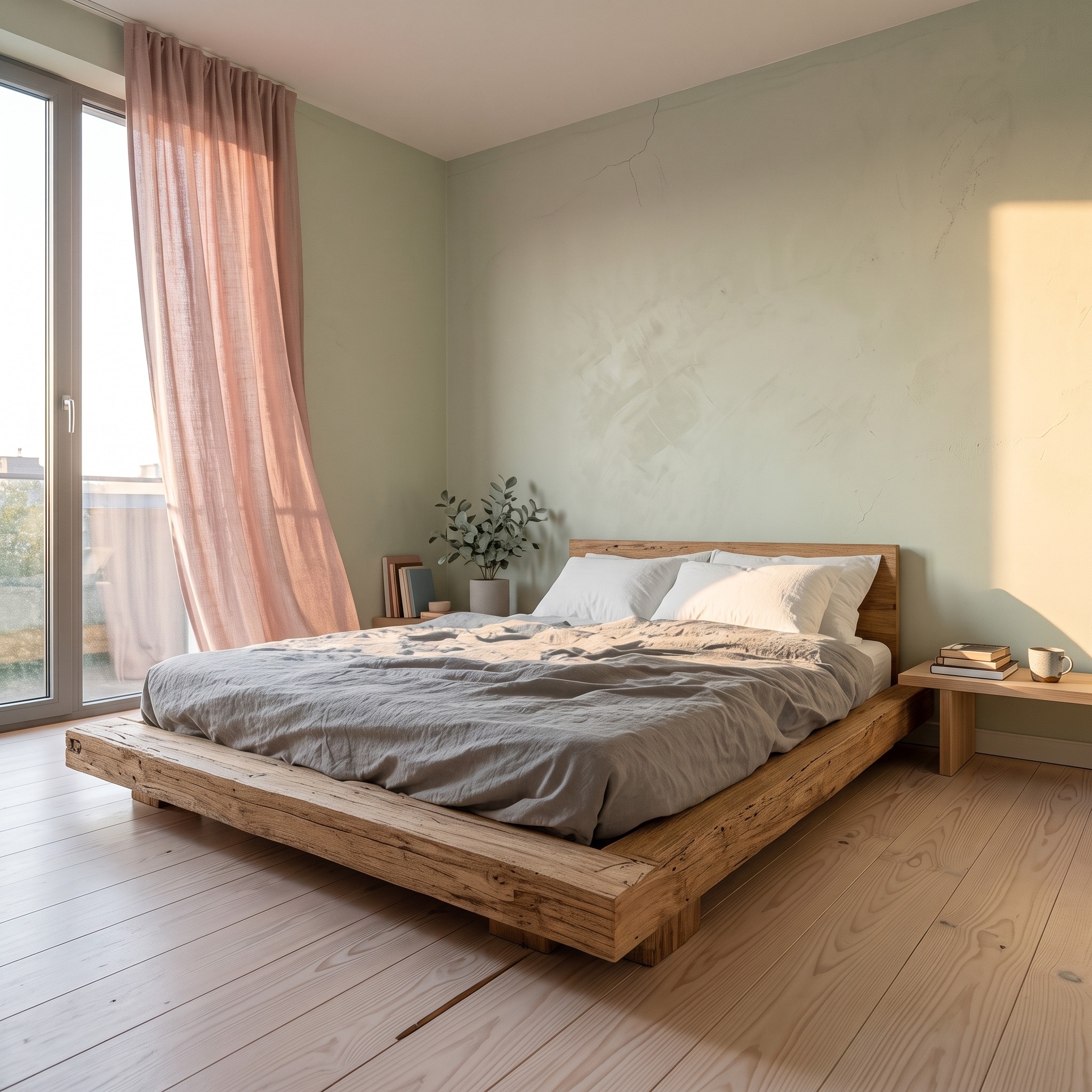 Rustic Low Profile Bed Frame Handmade Unique King Bed Frame Decor Home Gift