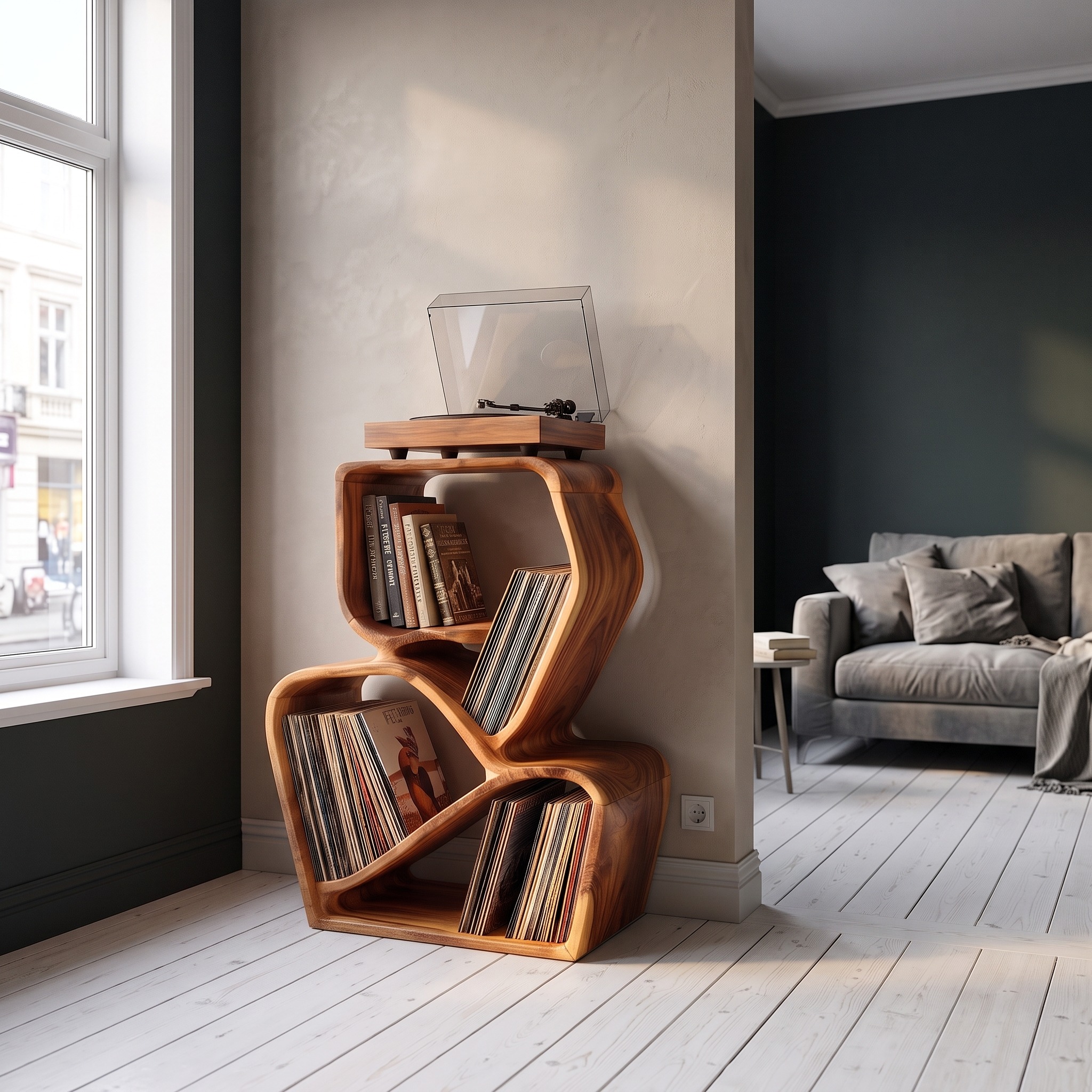 Rustic Media Console with Shelves for Bedroom Decor