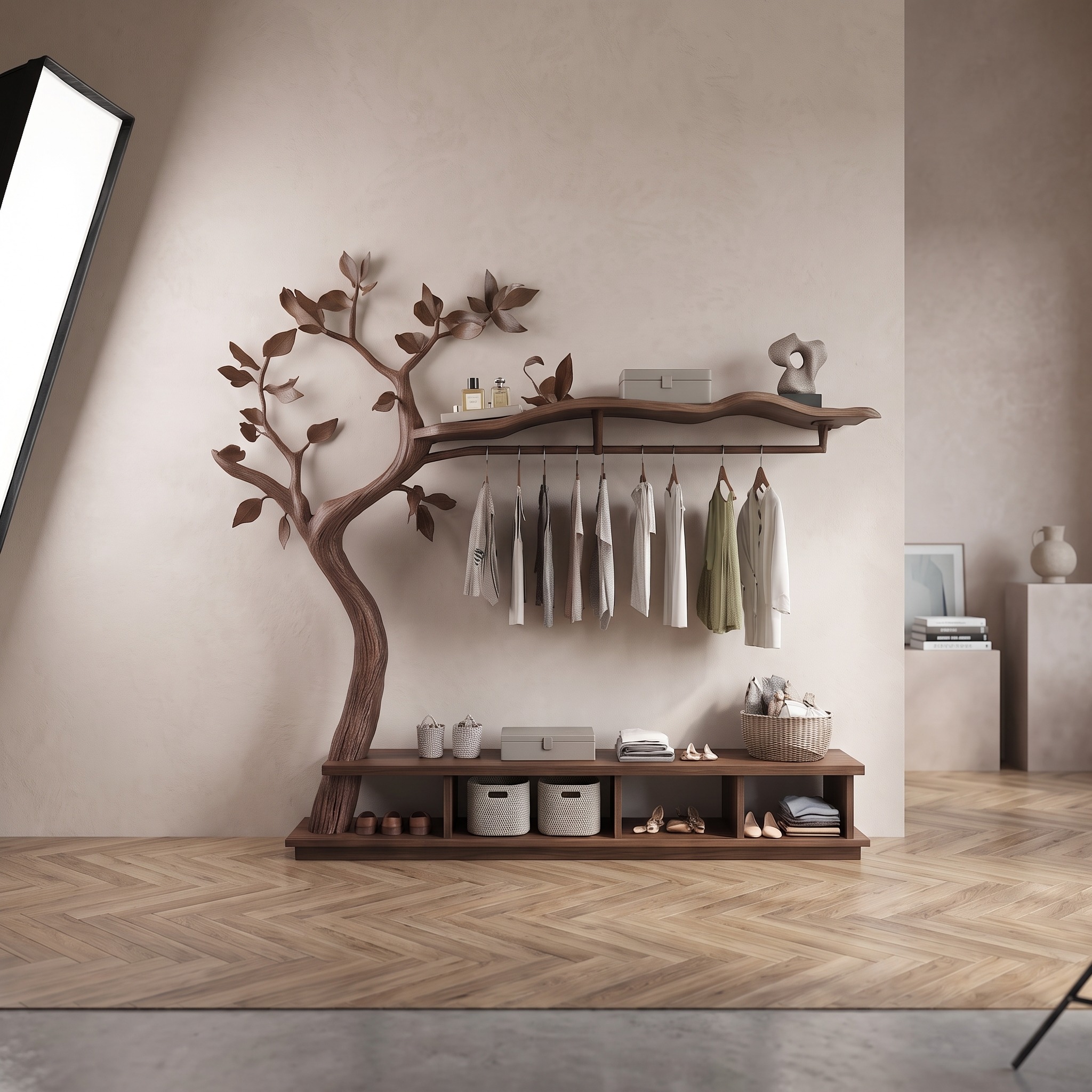 Rustic Mid Century Wardrobe Stand Bedroom or Dressing Room Entryway