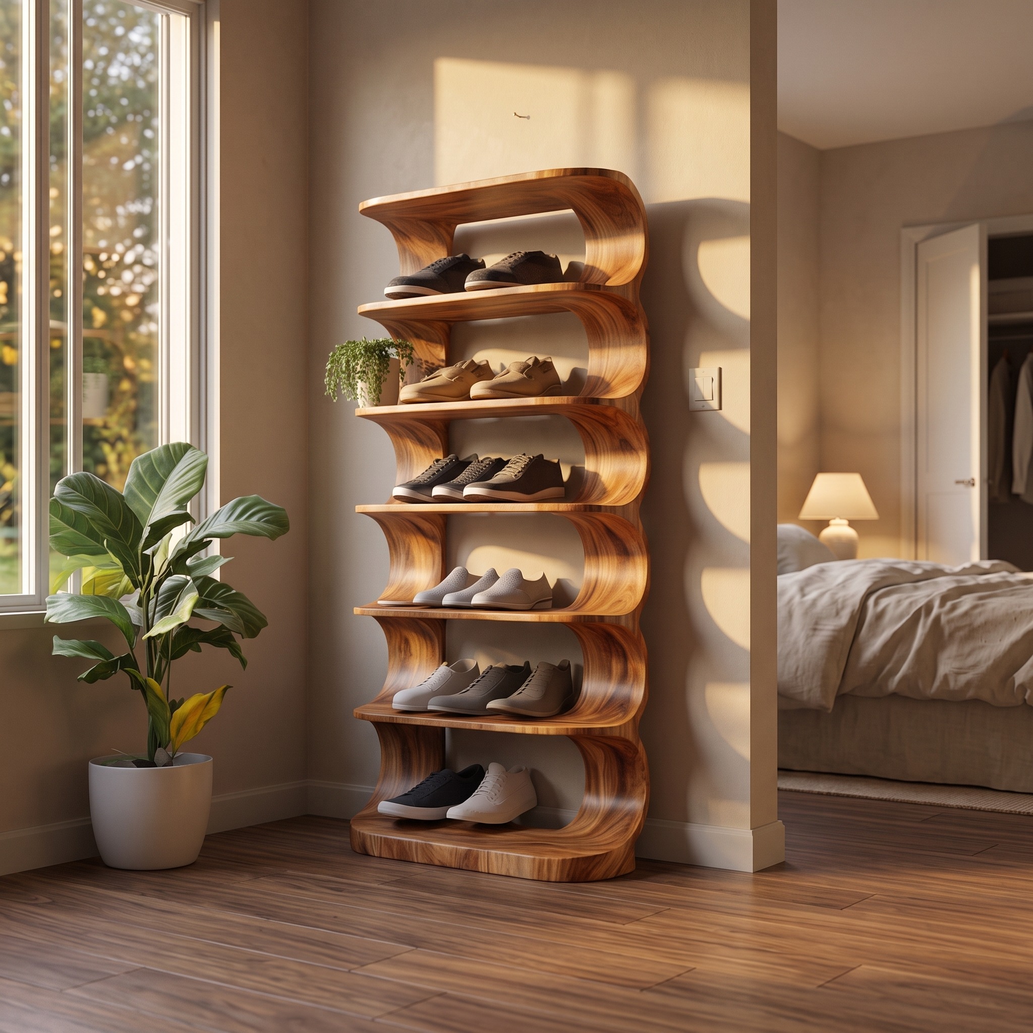 Rustic Minimal Shoe Rack Living Room and Bedroom
