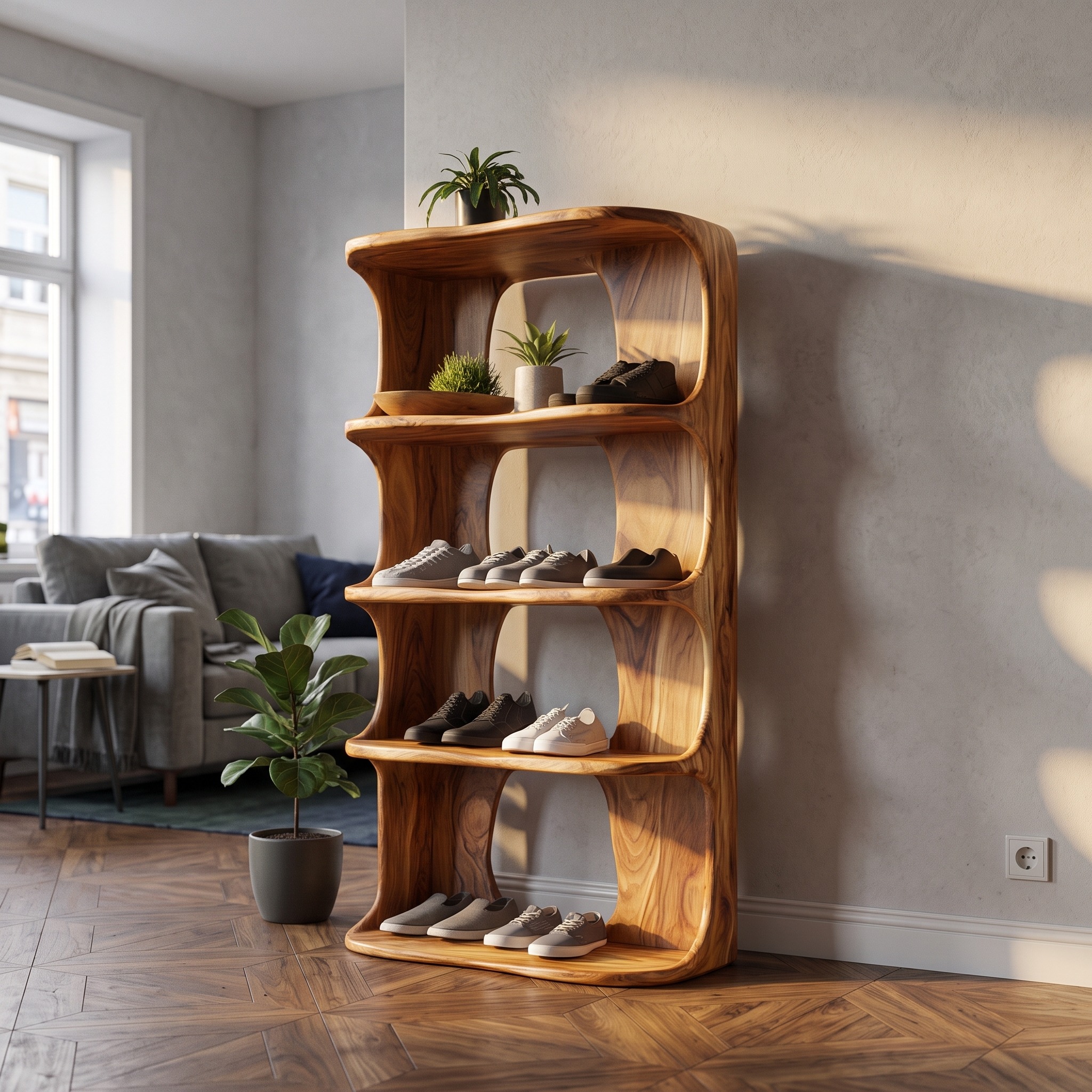 Rustic Modern Shoe Rack Entryway and Bedroom