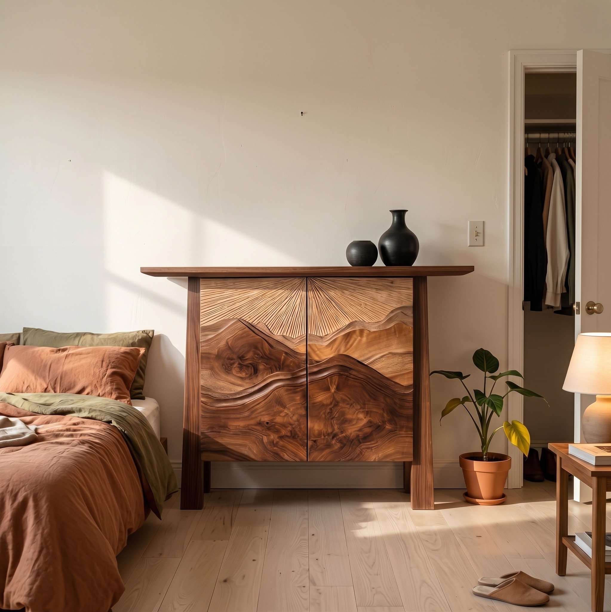 Rustic Mountain Carved Cabinet for Living Room and Dining Room