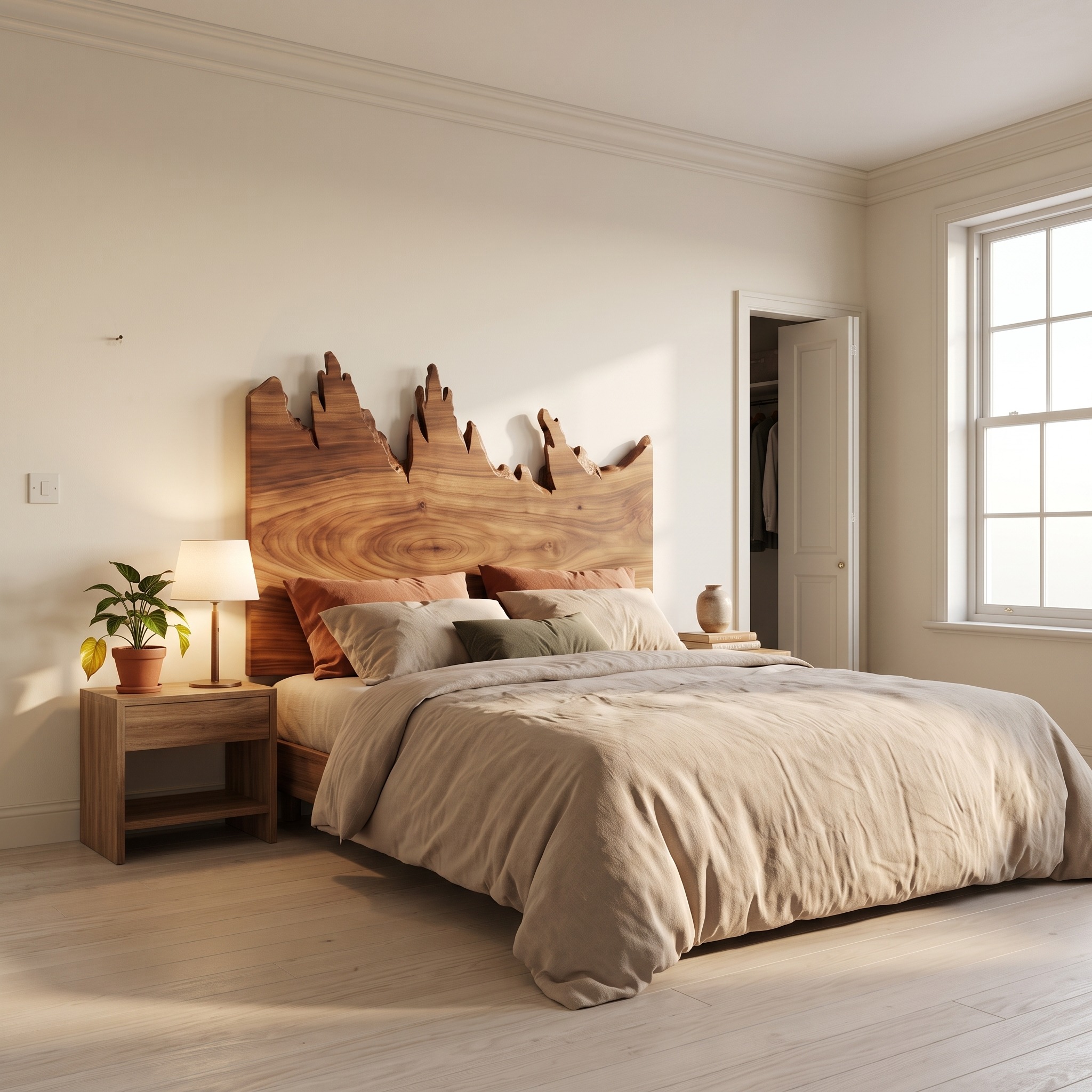 Rustic Mountain Ridge Headboard Wooden Bed Headboard for Bedroom