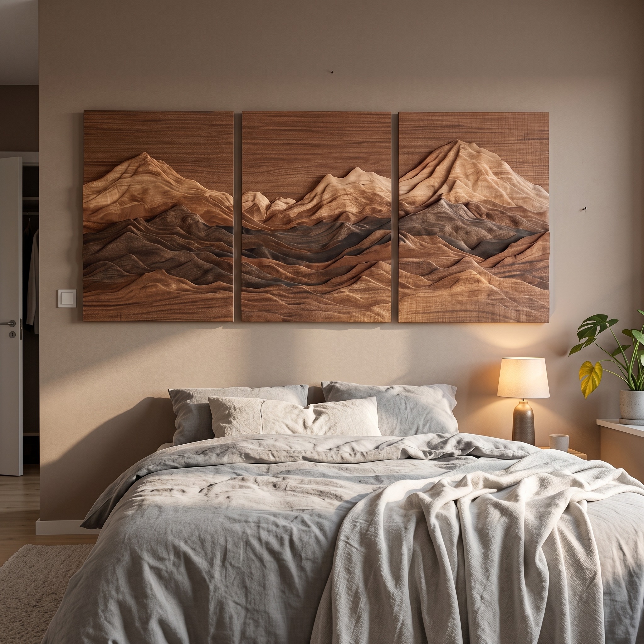 Rustic Mountain Wooden Wall Art Modern Entryway