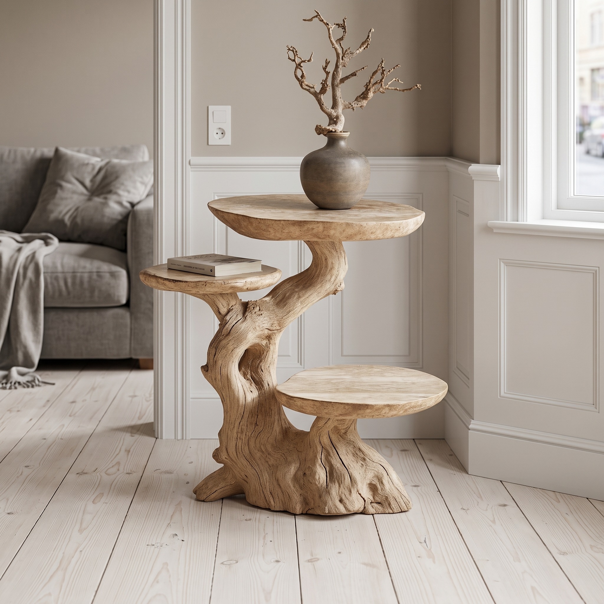 Rustic Multi-Tier End Table Live Edge End Table