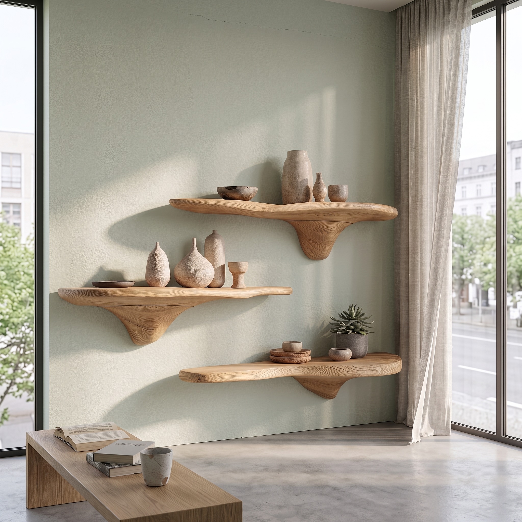 Rustic Mushroom Wall Shelf Entryway