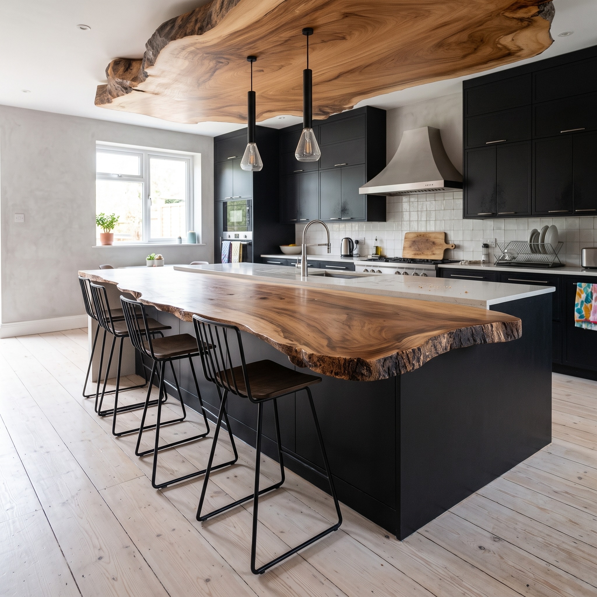 Rustic Natural Edge Kitchen Island Kitchen or Cooking Space