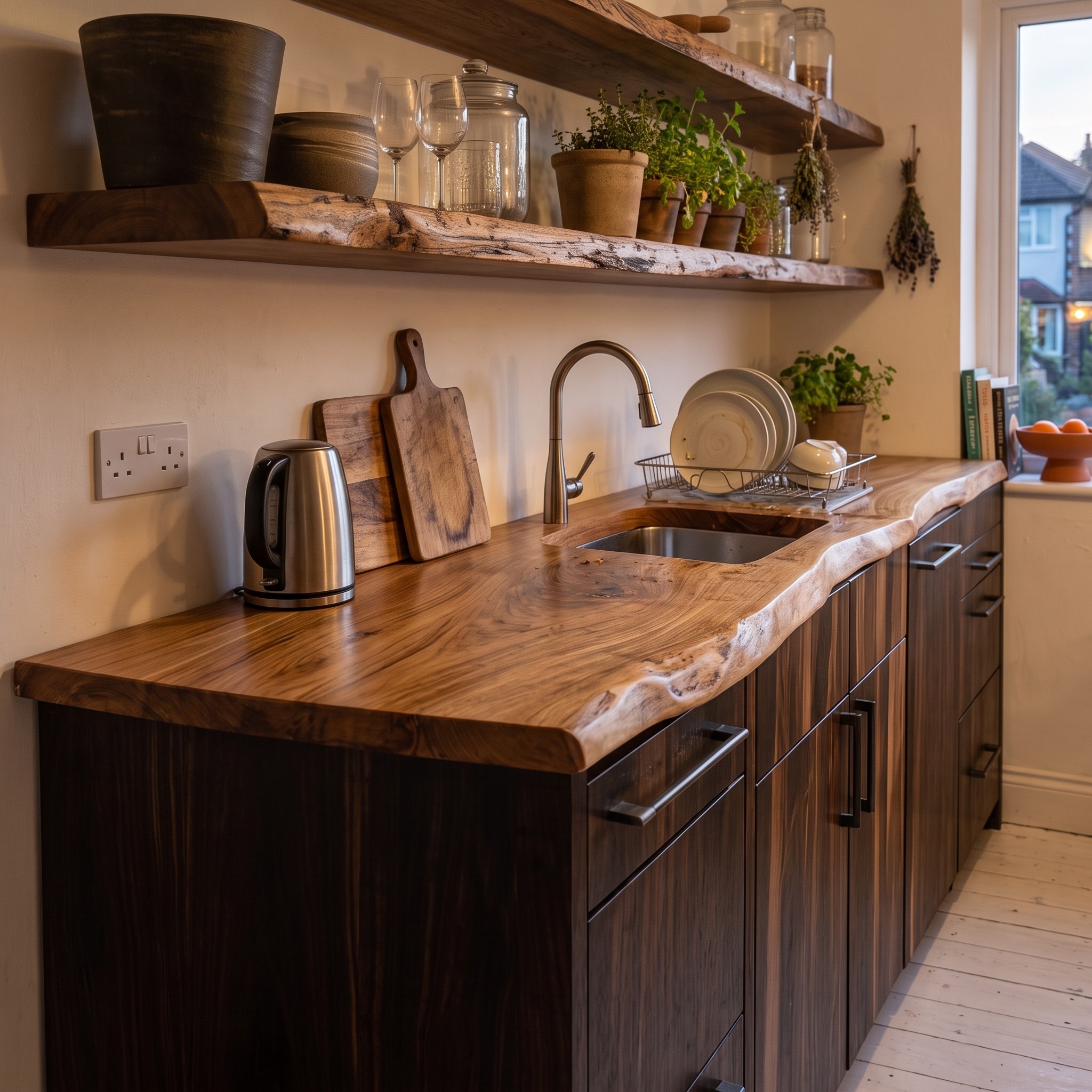 Rustic Natural Kitchen Counter Kitchen or Home Bar