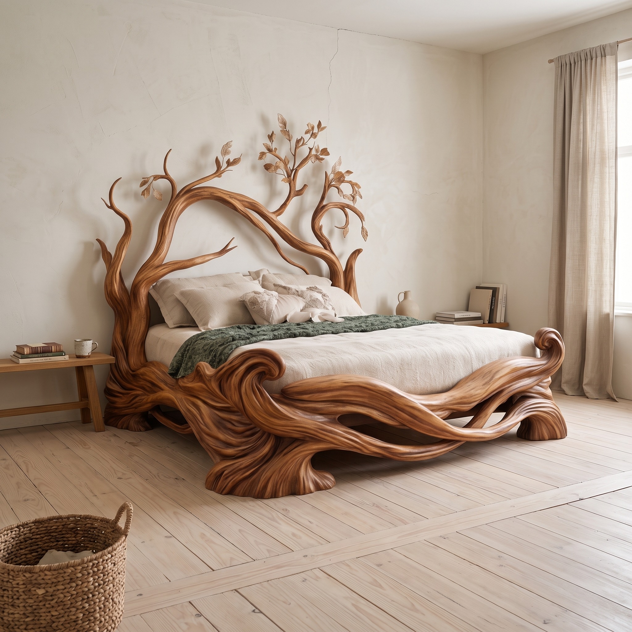 Rustic Natural Timber Bed Bedroom
