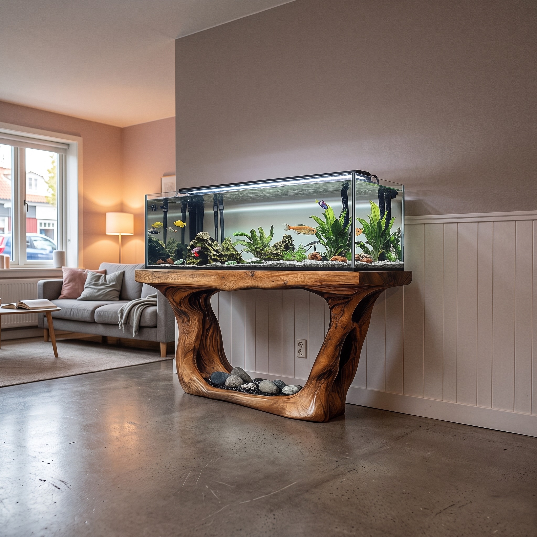Rustic Organic Aquarium Stand Minimal Living Room or Bedroom