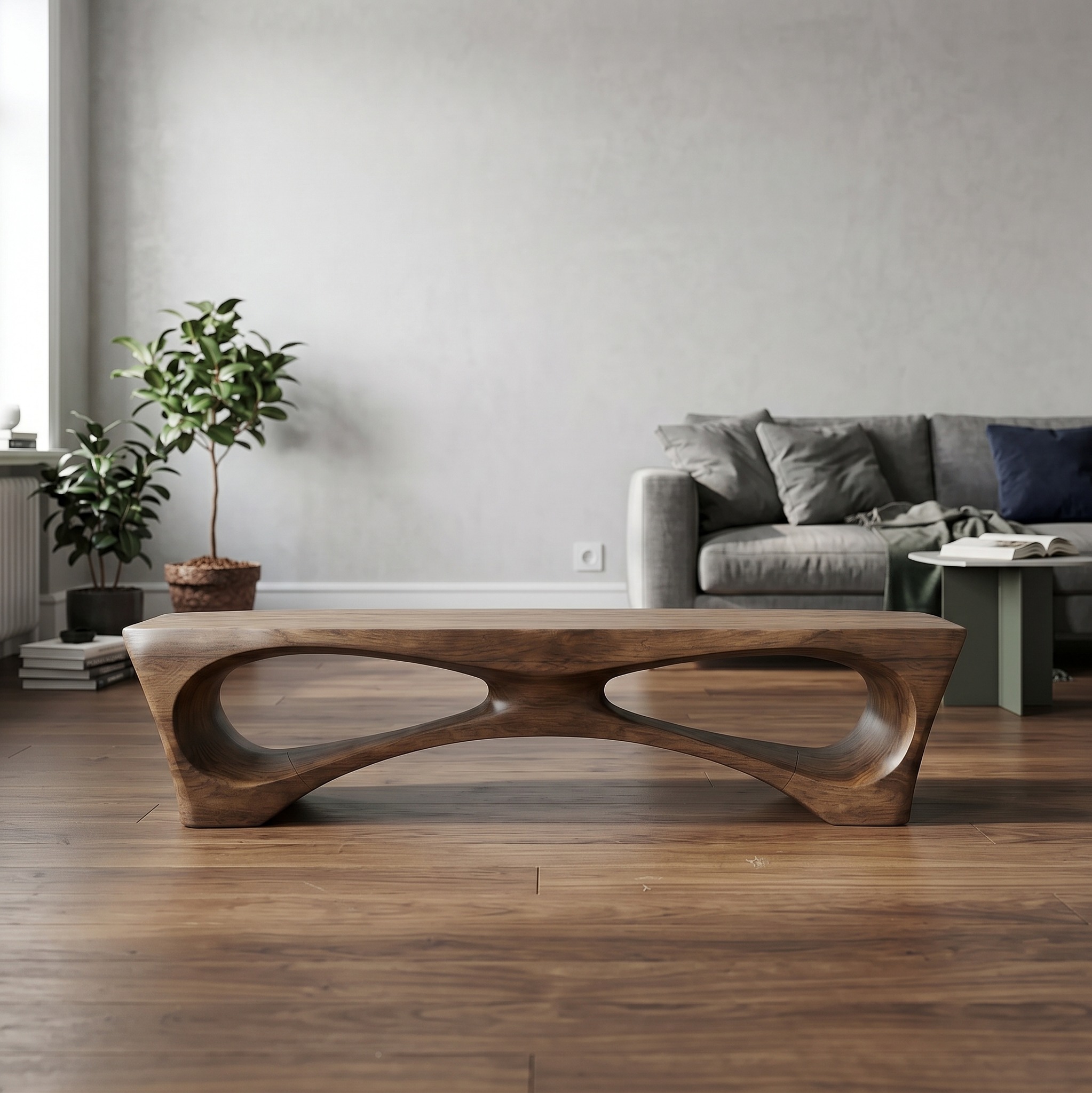 Rustic Organic Geometry Bench for Entryway and Living Room