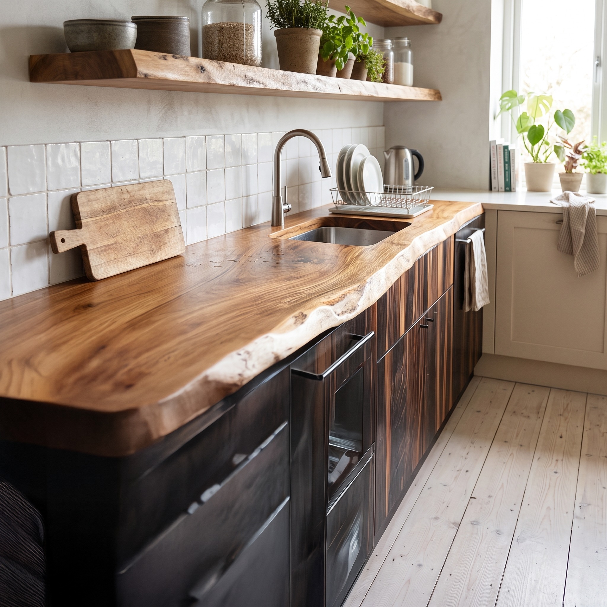 Rustic Organic Kitchen Counter Kitchen or Pantry Room