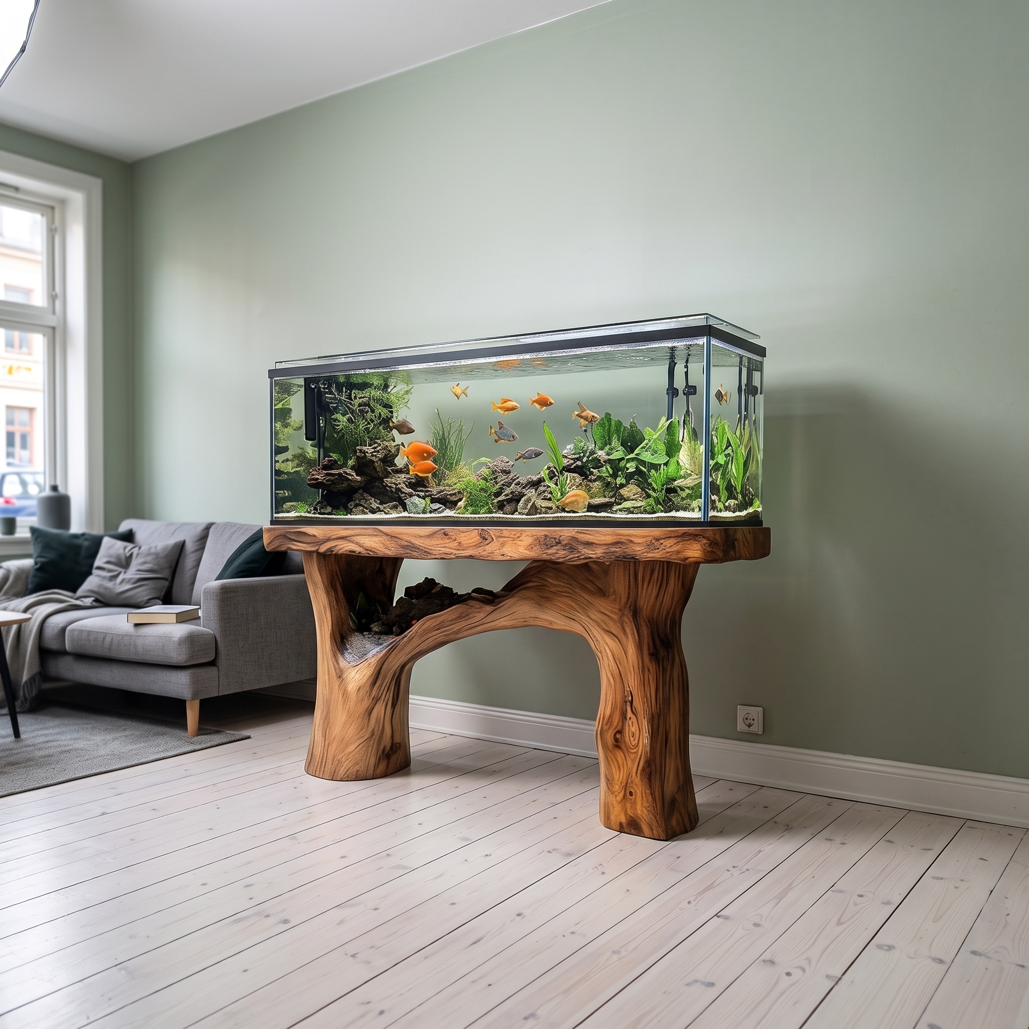 Rustic Organic Luxury Aquarium Stand Entryway or Living Room