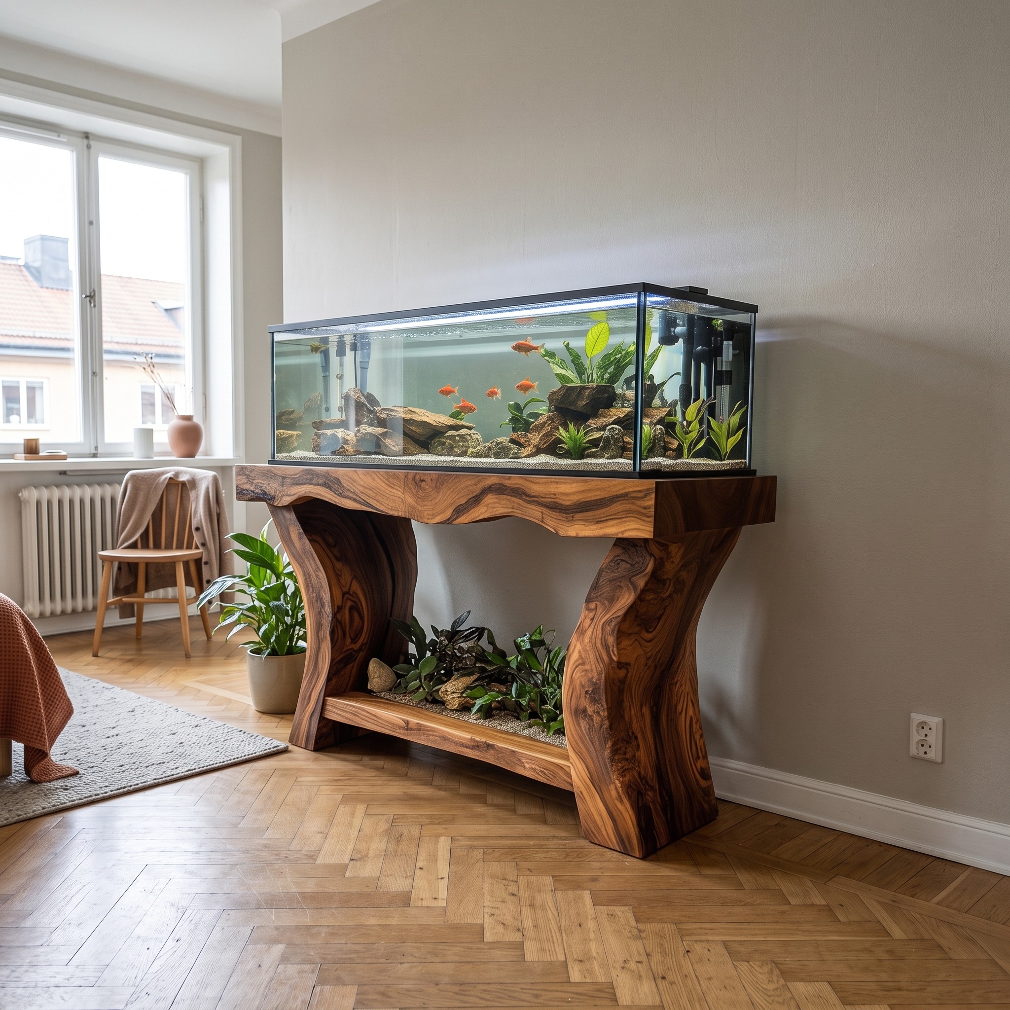 Rustic Organic Luxury Aquarium Stand Living Room or Sunroom