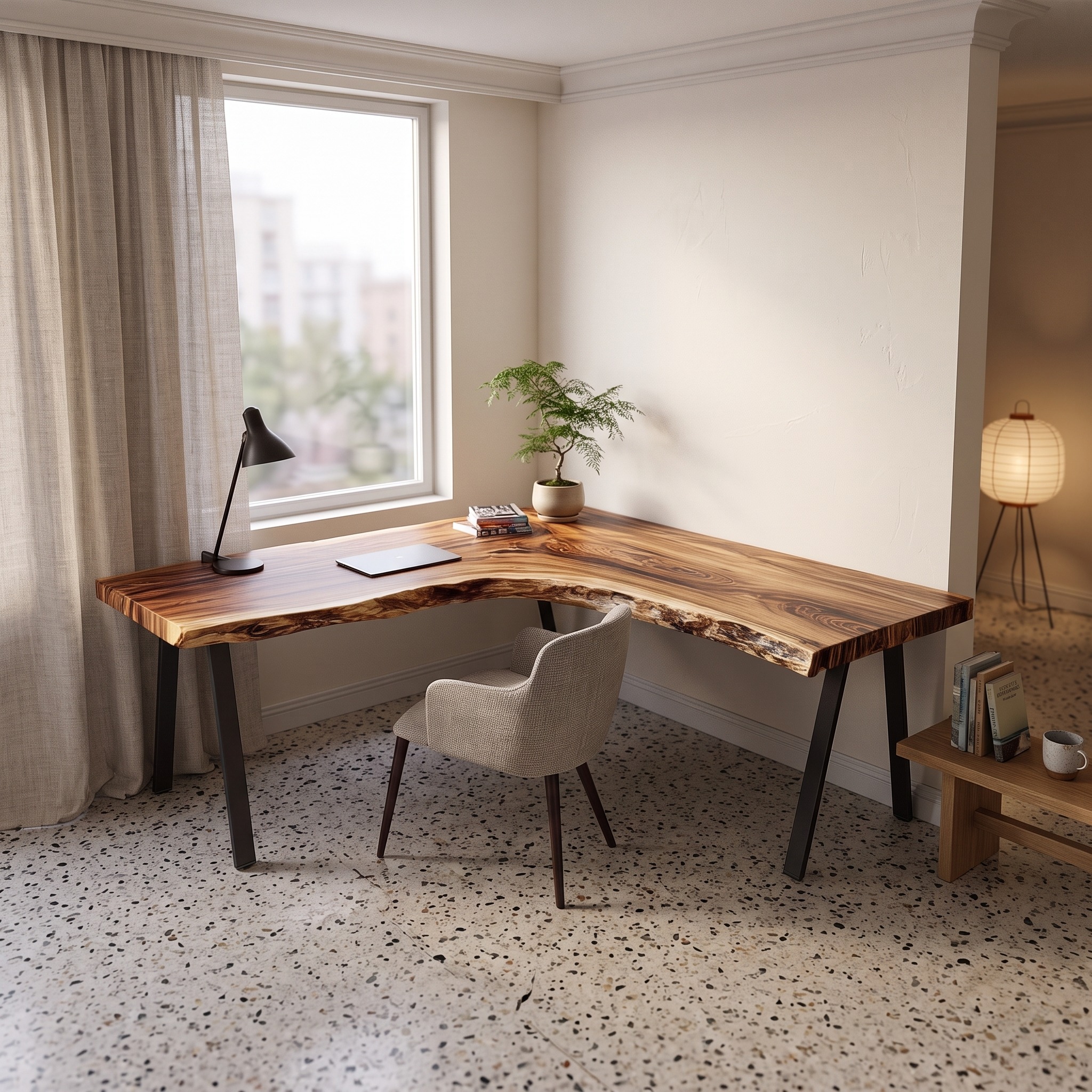 Rustic Organic Modern Work Corner Desk Home Office and Study Room