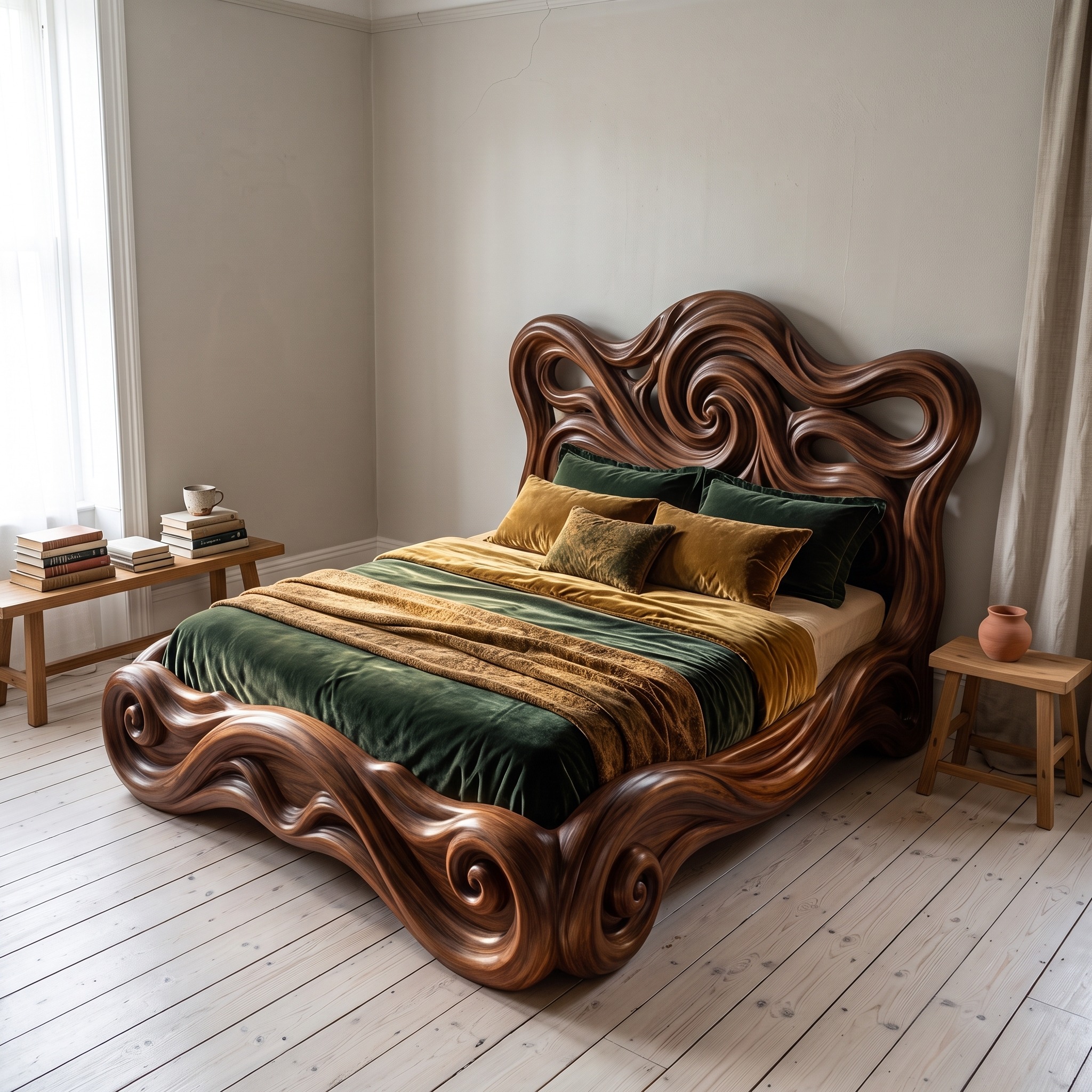 Rustic Organic Platform Bed for Bedroom or Resting Room